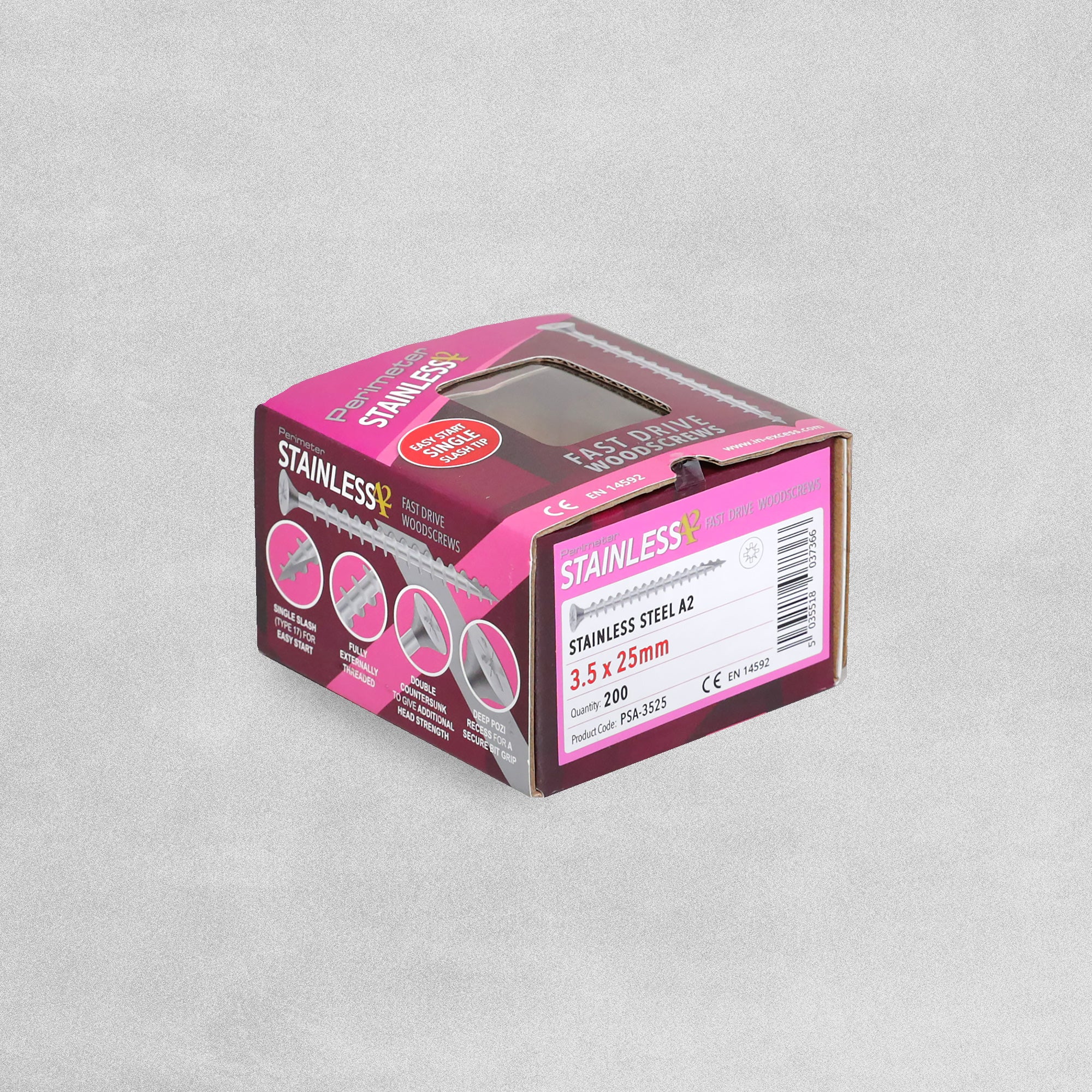 Perimeter Stainless Steel A2 Wood Screws - 3.5 x 25mm - Pack of 200