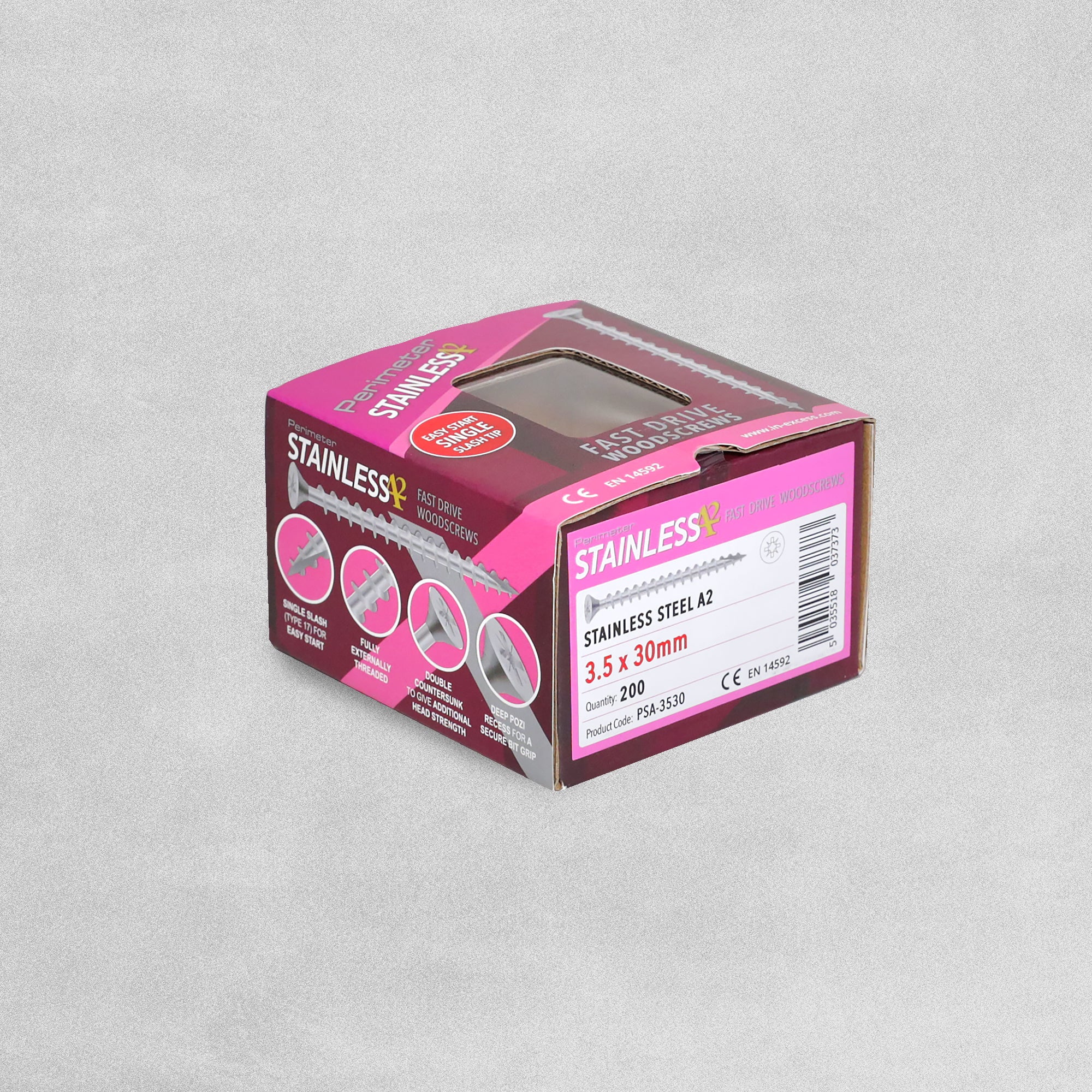 Perimeter Stainless Steel A2 Wood Screws - 3.5 x 30mm - Pack of 200
