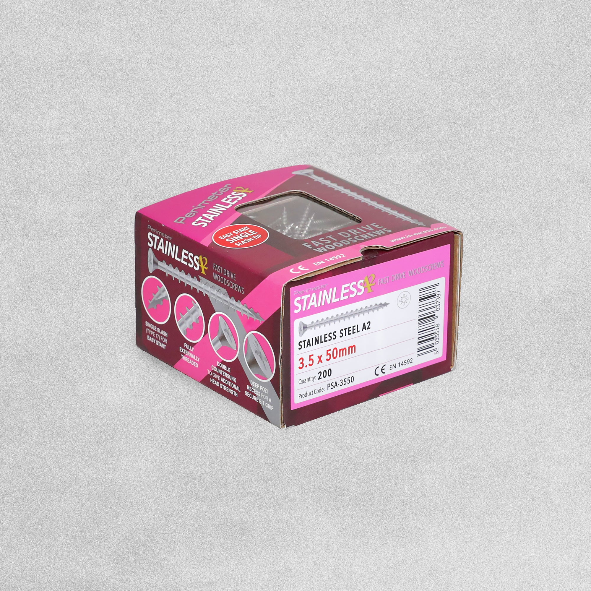 Perimeter Stainless Steel A2 Wood Screws - 3.5 x 50mm - Pack of 200