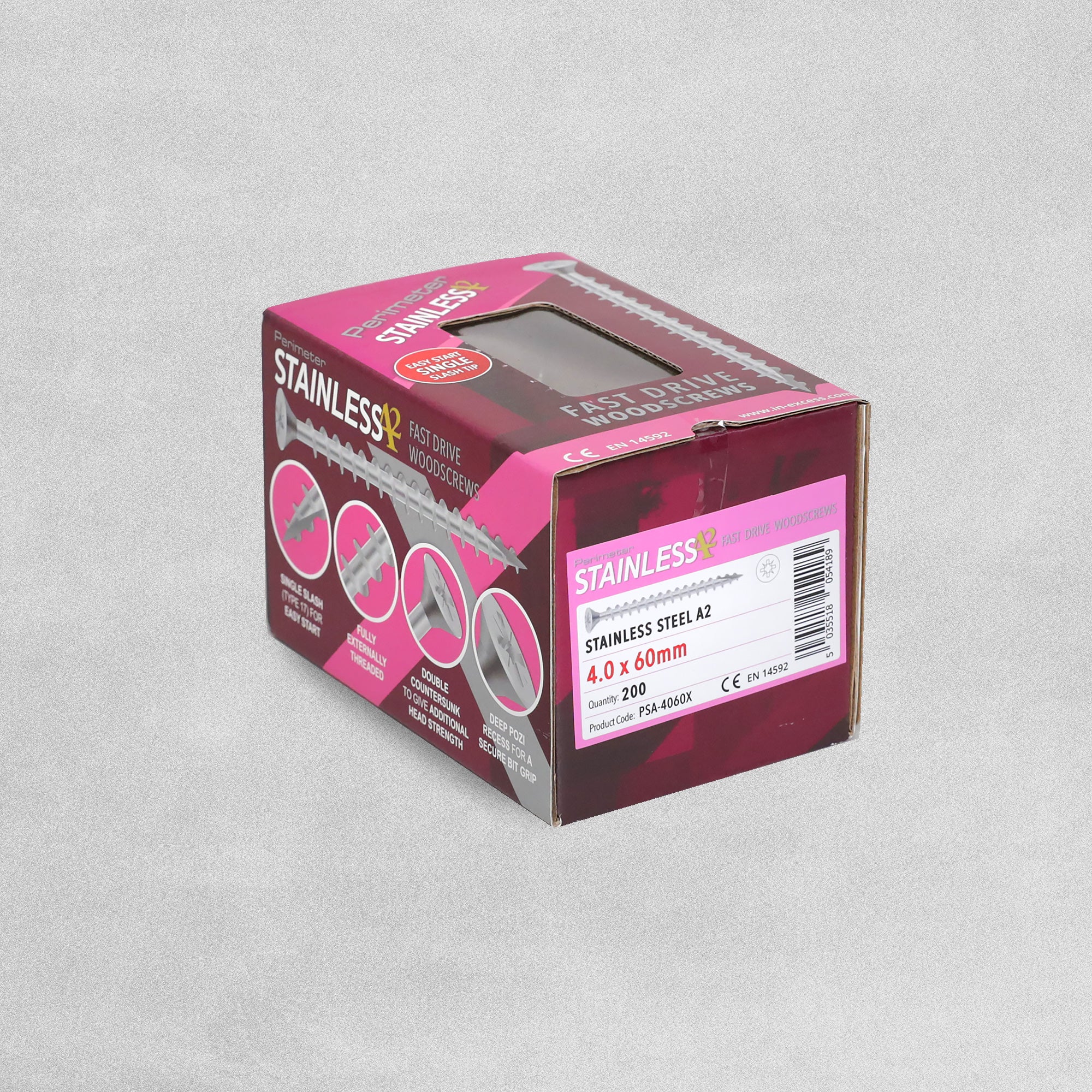 Perimeter Stainless Steel A2 Wood Screws - 4.0 x 60mm - Pack of 200