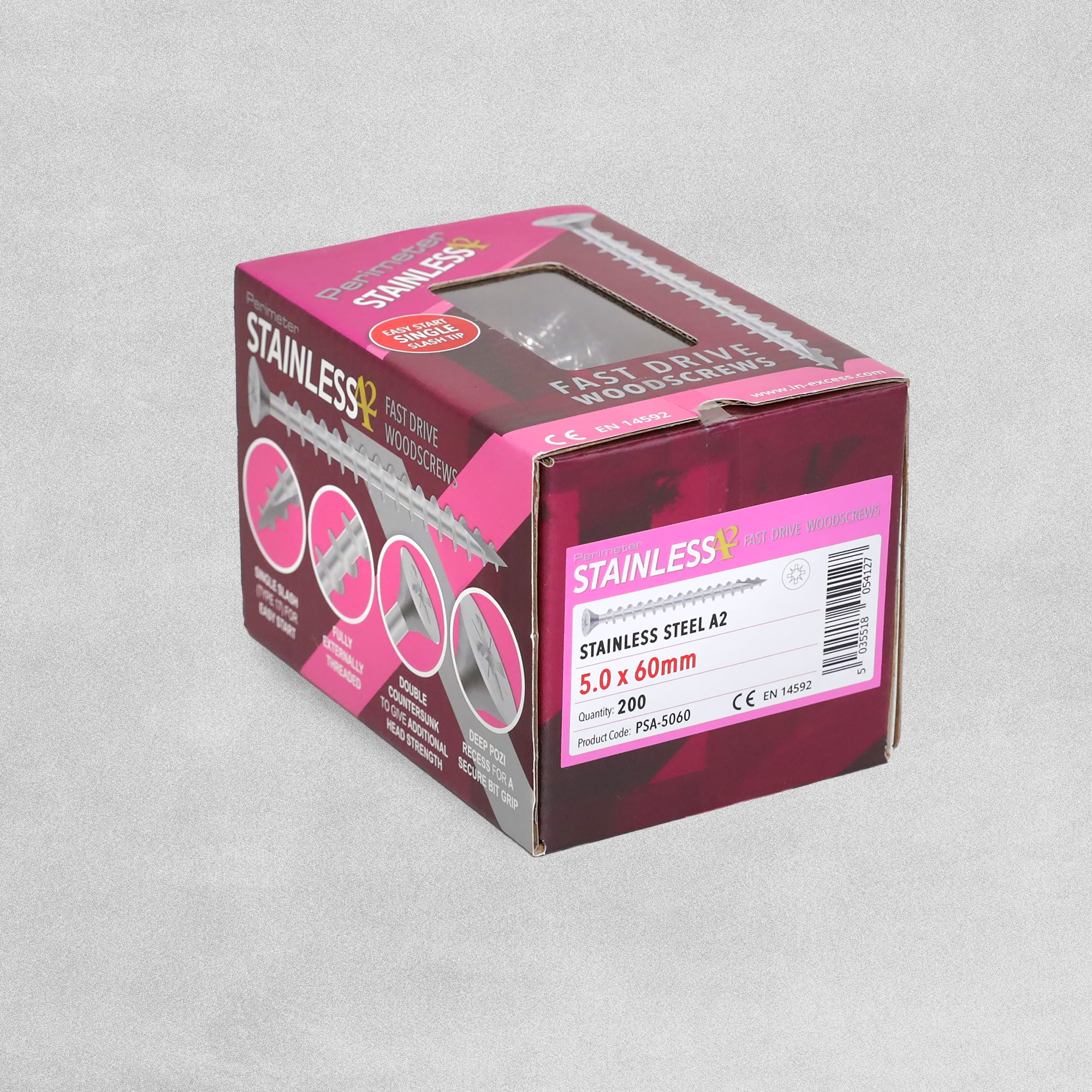 Perimeter Stainless Steel A2 Wood Screws - 5.0 x 60mm - Pack of 200