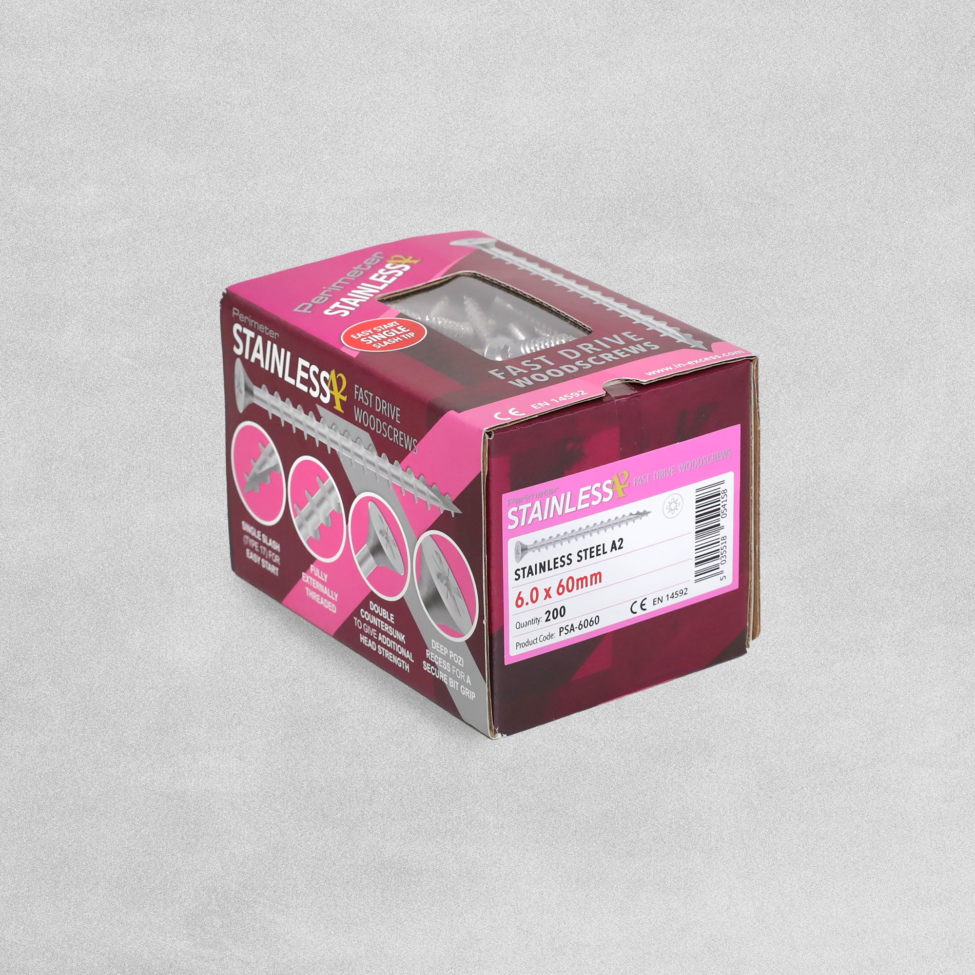 Perimeter Stainless Steel A2 Wood Screws - 6.0 x 60mm - Pack of 200