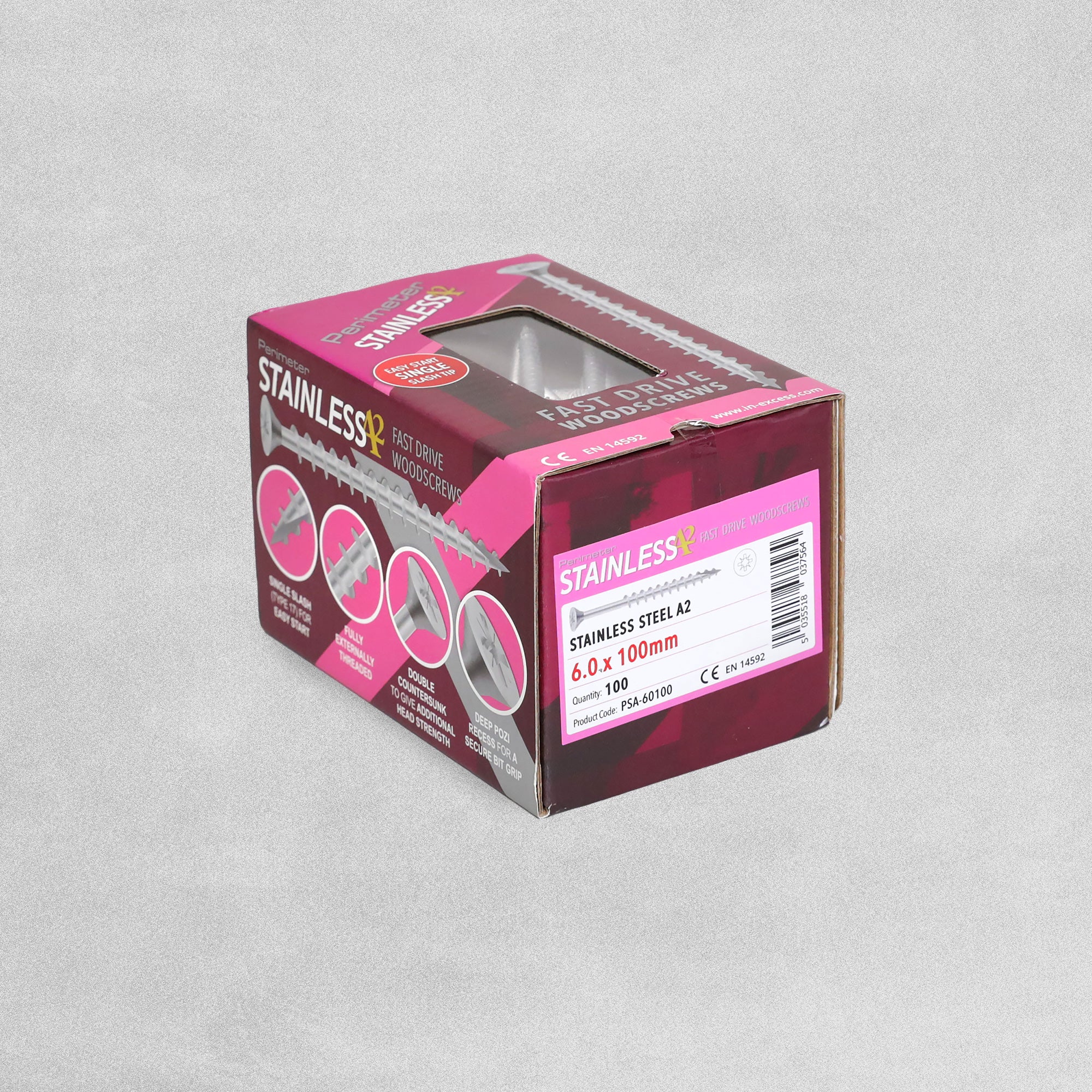 Perimeter Stainless Steel A2 Wood Screws - 6.0 x 100mm - Pack of 100