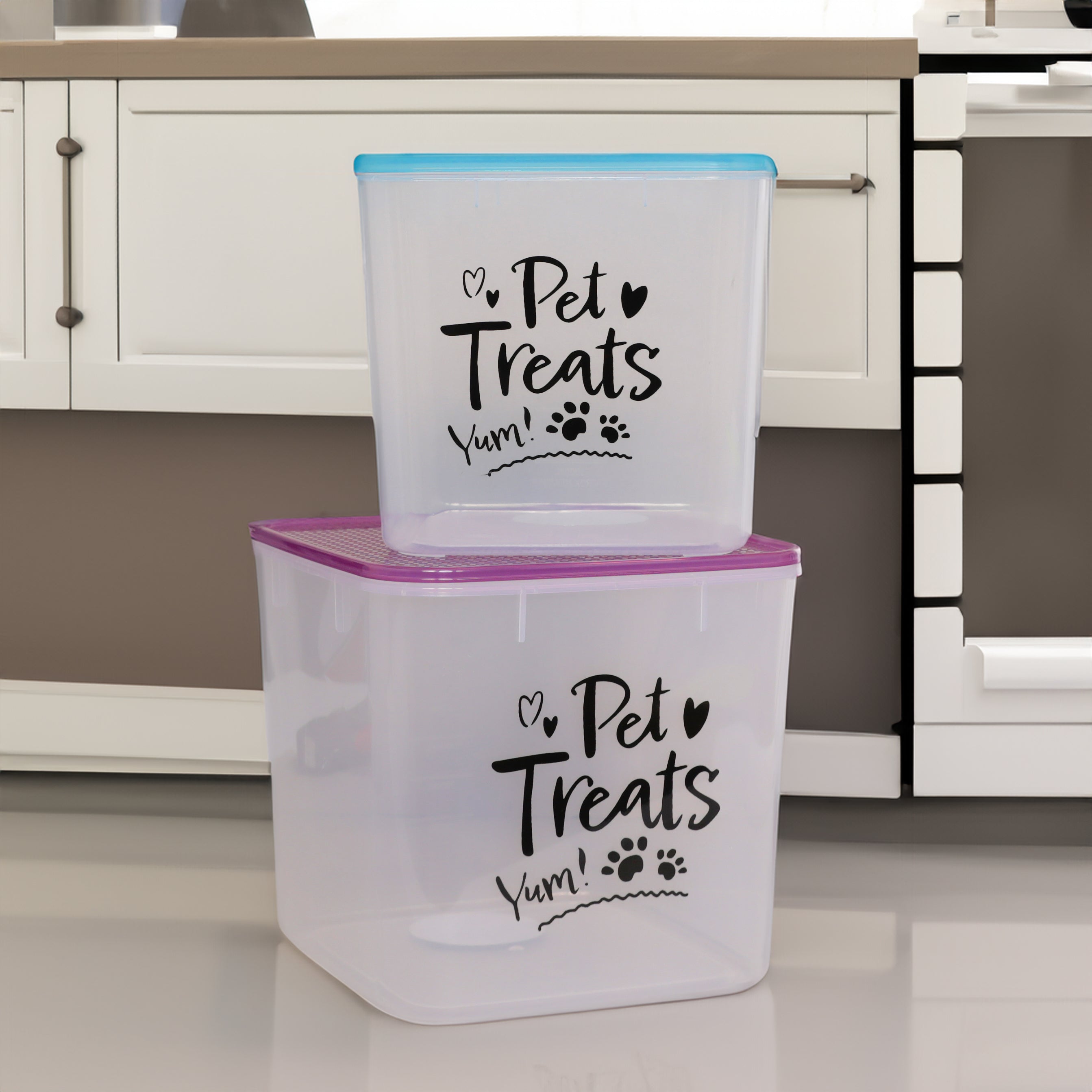 Home Essentials Pet Living - Pet Treats 7 Litre & 10.5Litre Tub With Lid.