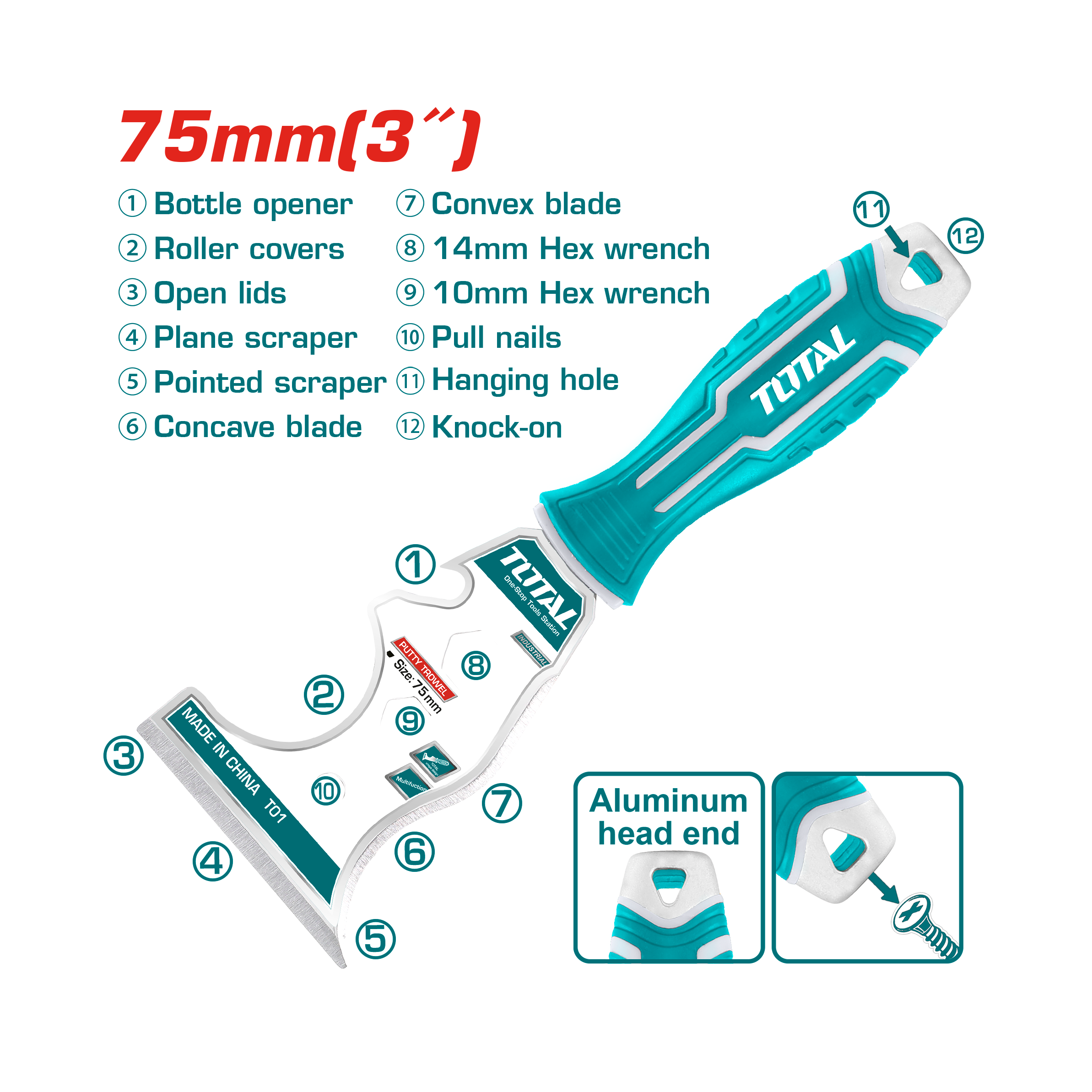 Total Multifunction Putty Trowel 75mm (3") - THT683606M