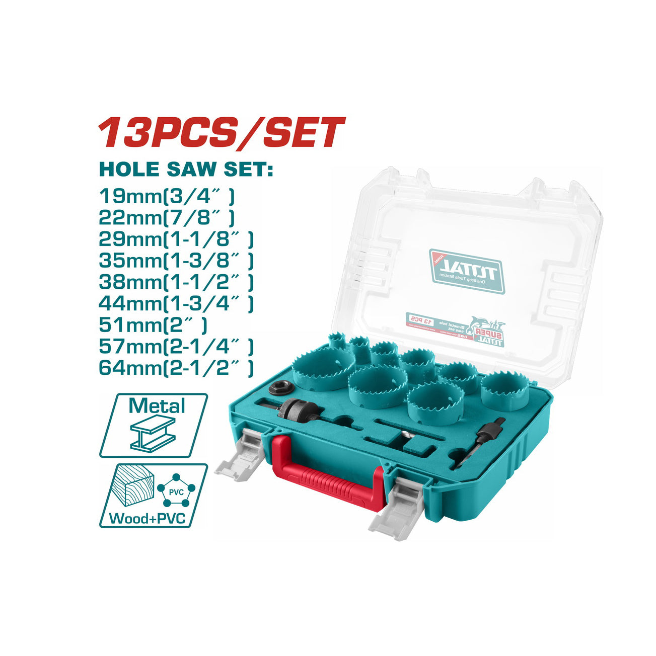 Total HSS Bi-Metal Hole Saw Set - TACSH0132