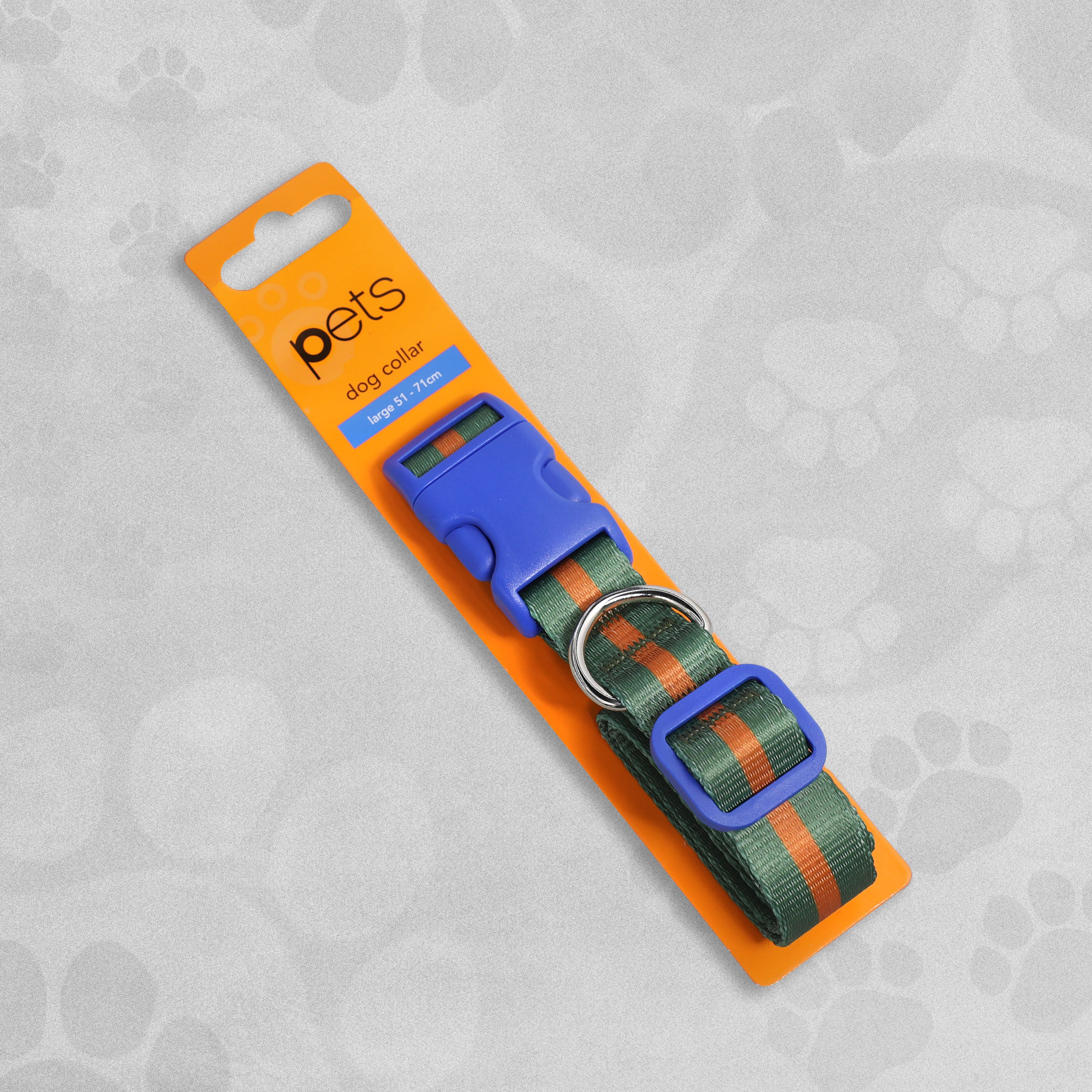 Dog Collar - Green/Orange Striped - Various Sizes Available