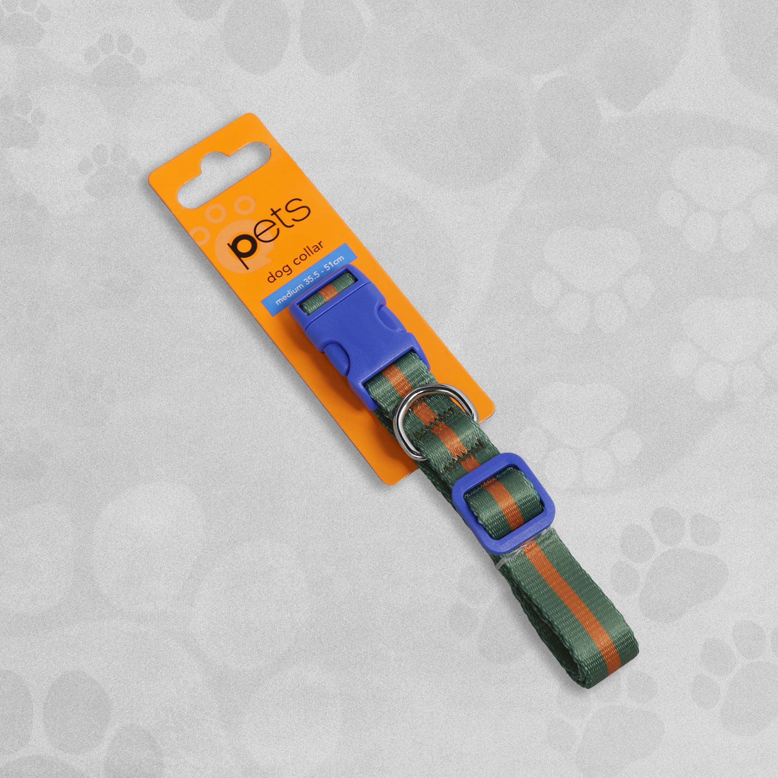 Dog Collar - Green/Orange Striped - Various Sizes Available