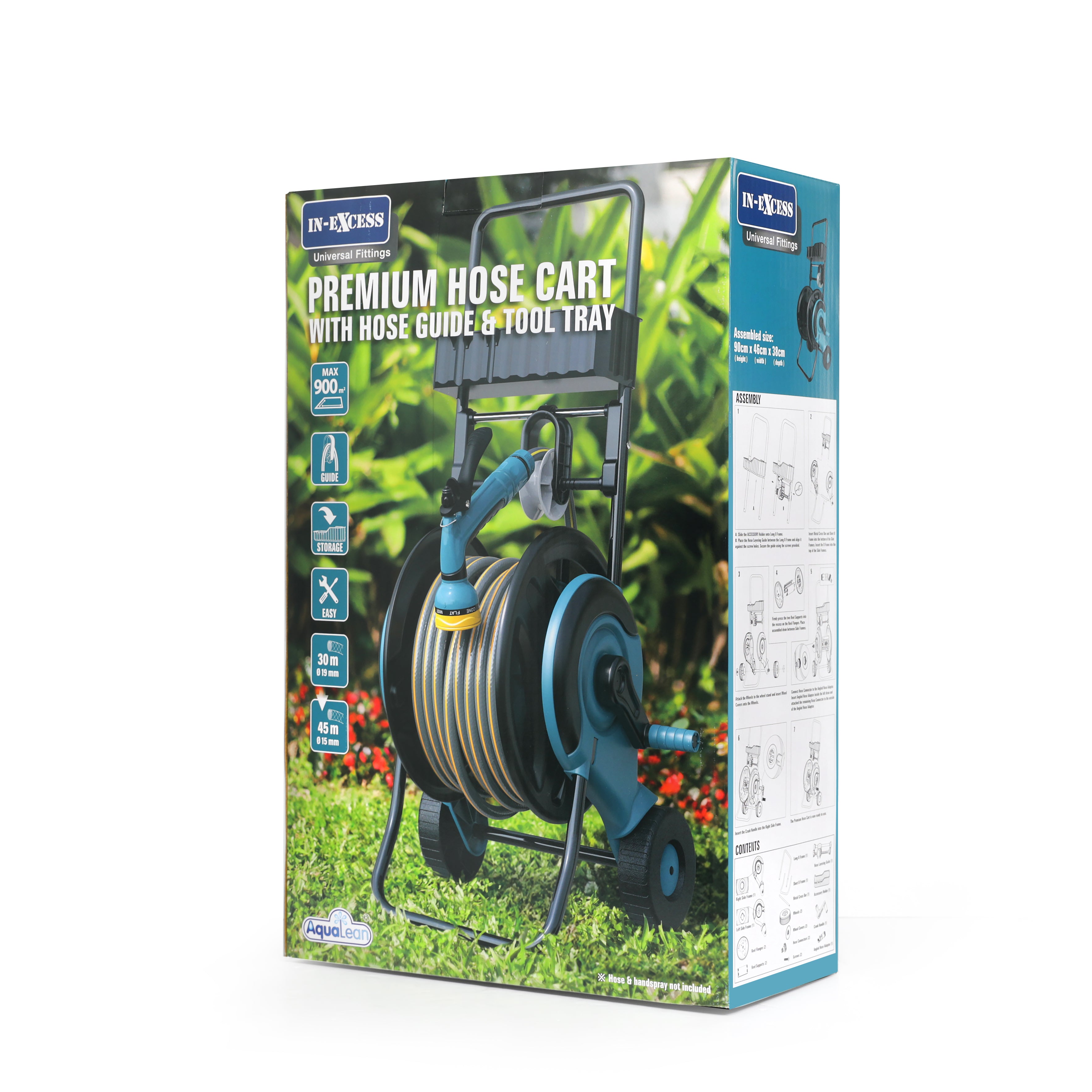 In-Excess Aqualean Premium Hose Cart with Hose Guide & Tool Tray