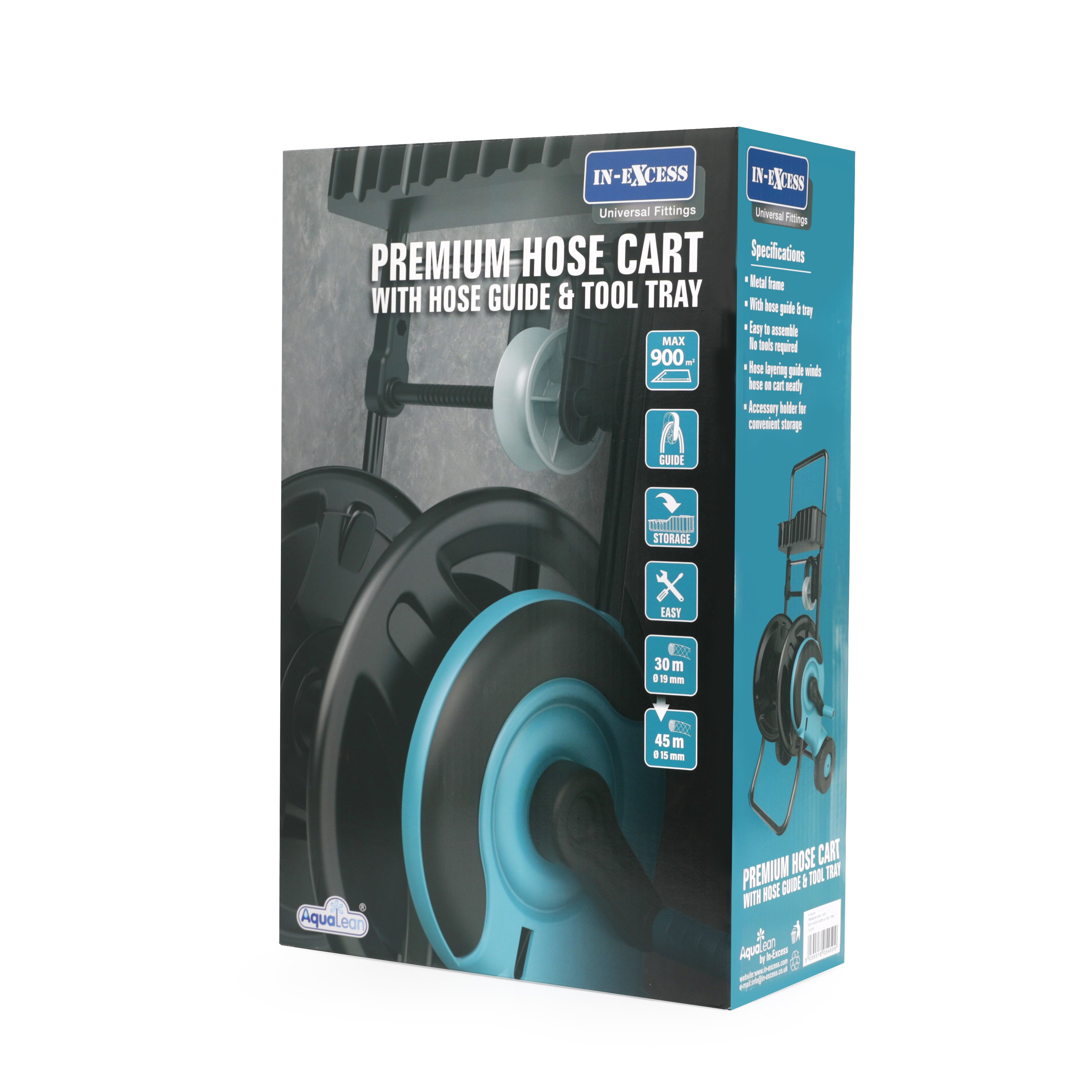 In-Excess Aqualean Premium Hose Cart with Hose Guide & Tool Tray