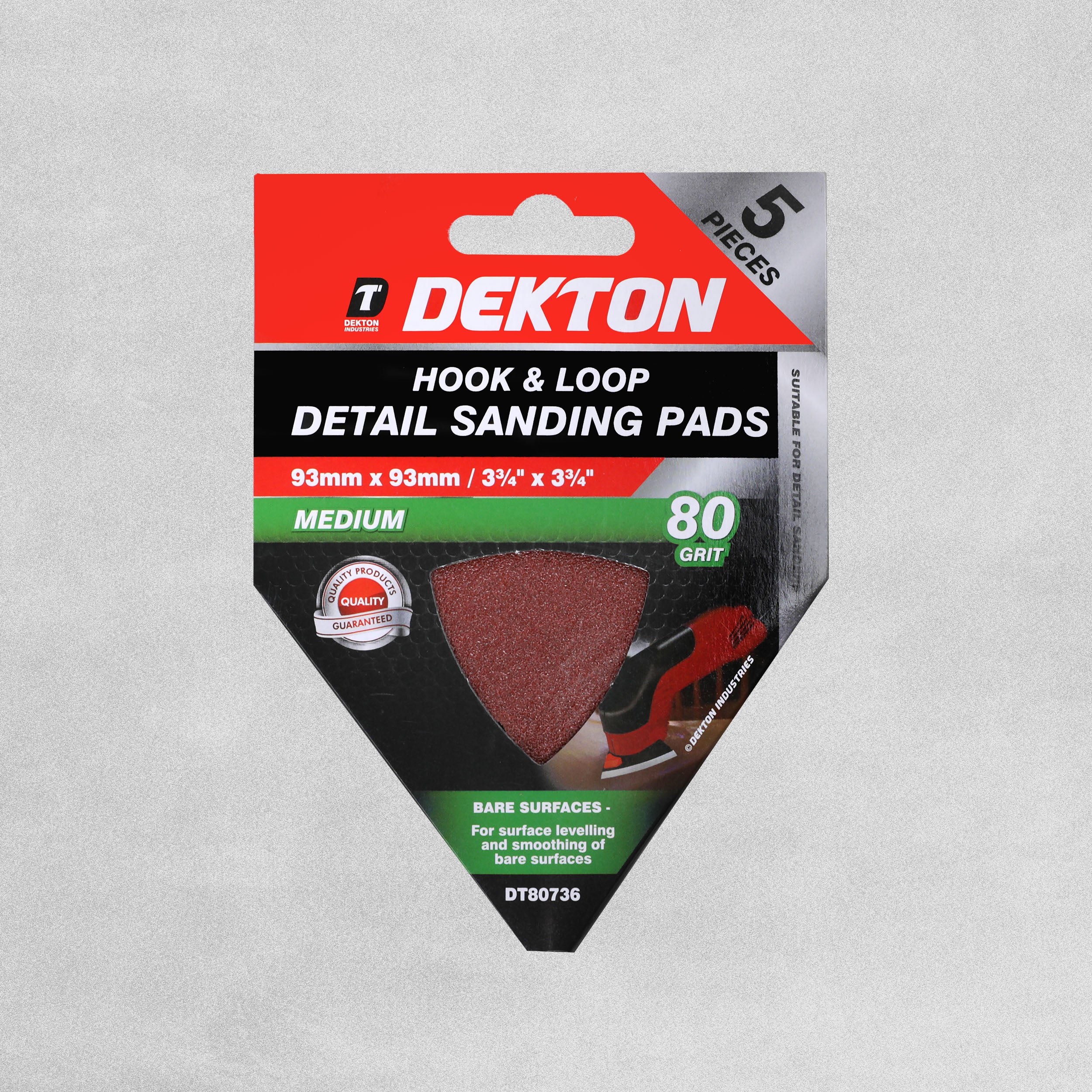 Dekton Hook & Loop Detail Sanding Pads 93mm x 93mm - Medium