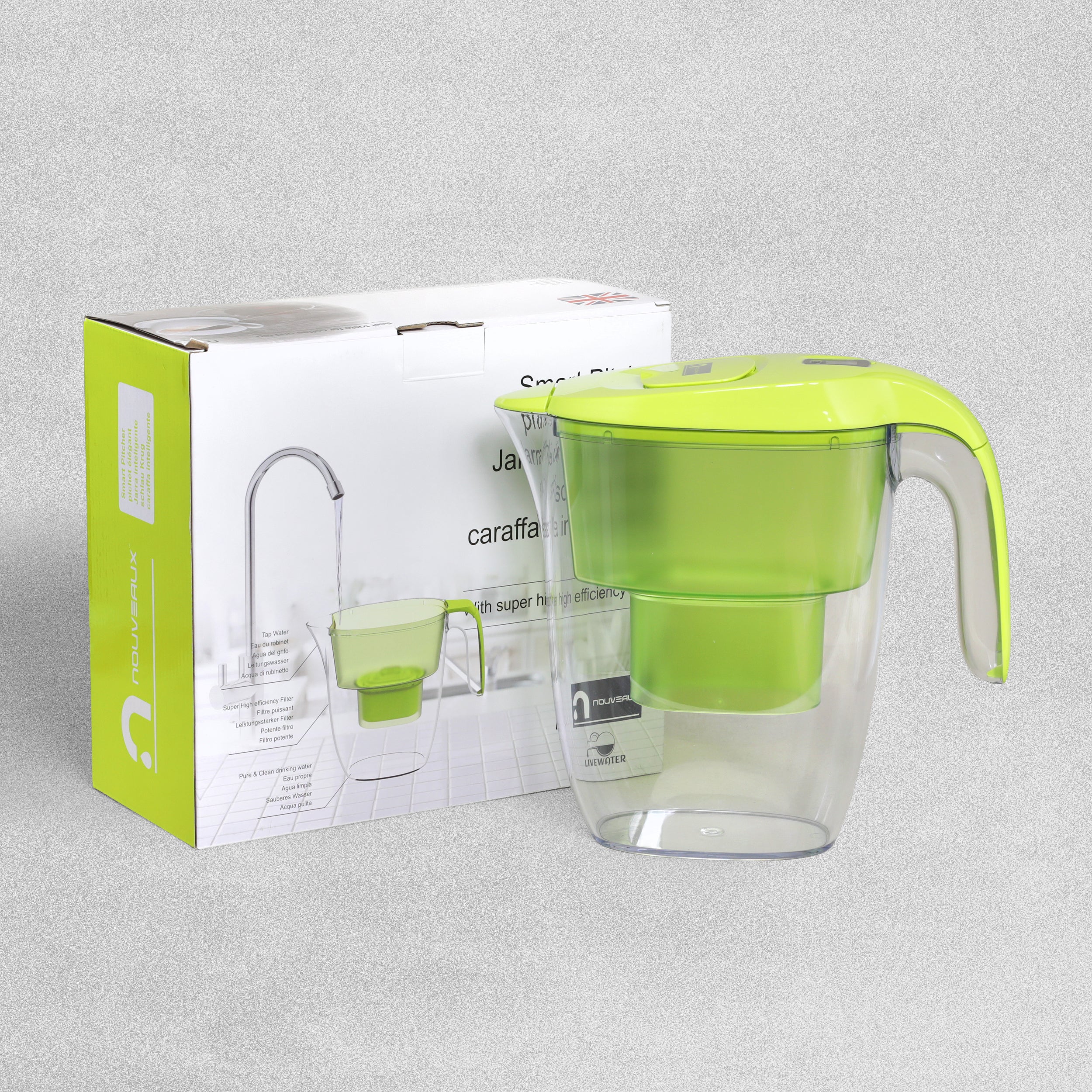 Nouveaux 2.7L Water Filter Jug – Reduces impurities. Includes 1x 3-Month (90days) Filter
