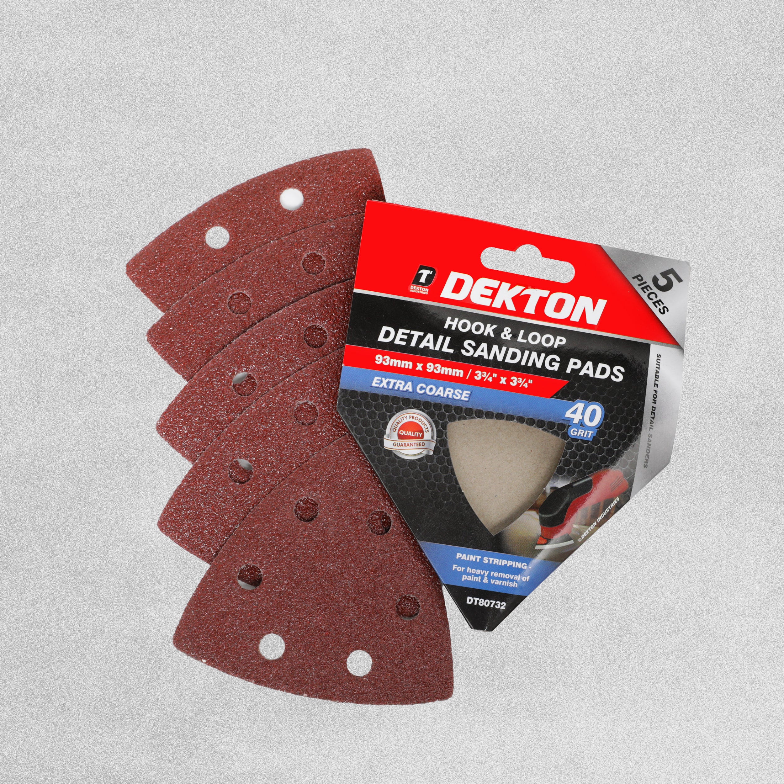 Dekton Hook & Loop Detail Sanding Pads 93mm x 93mm - Extra Coarse