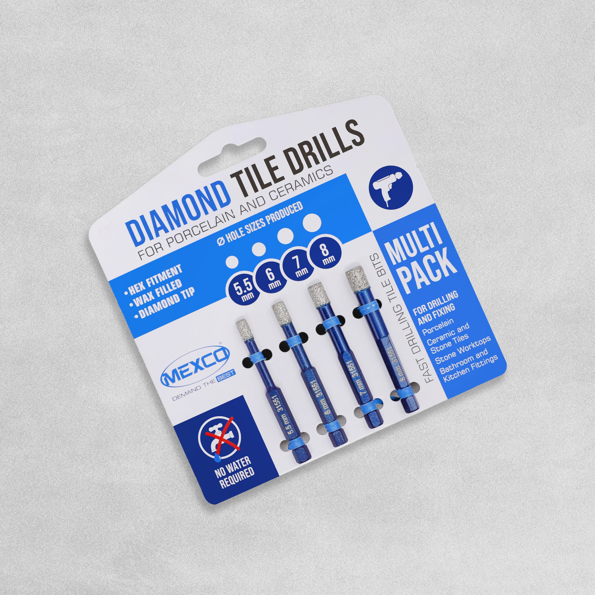 Mexco Diamond Tile Drill Bits 5.5-8m (4 Pack)