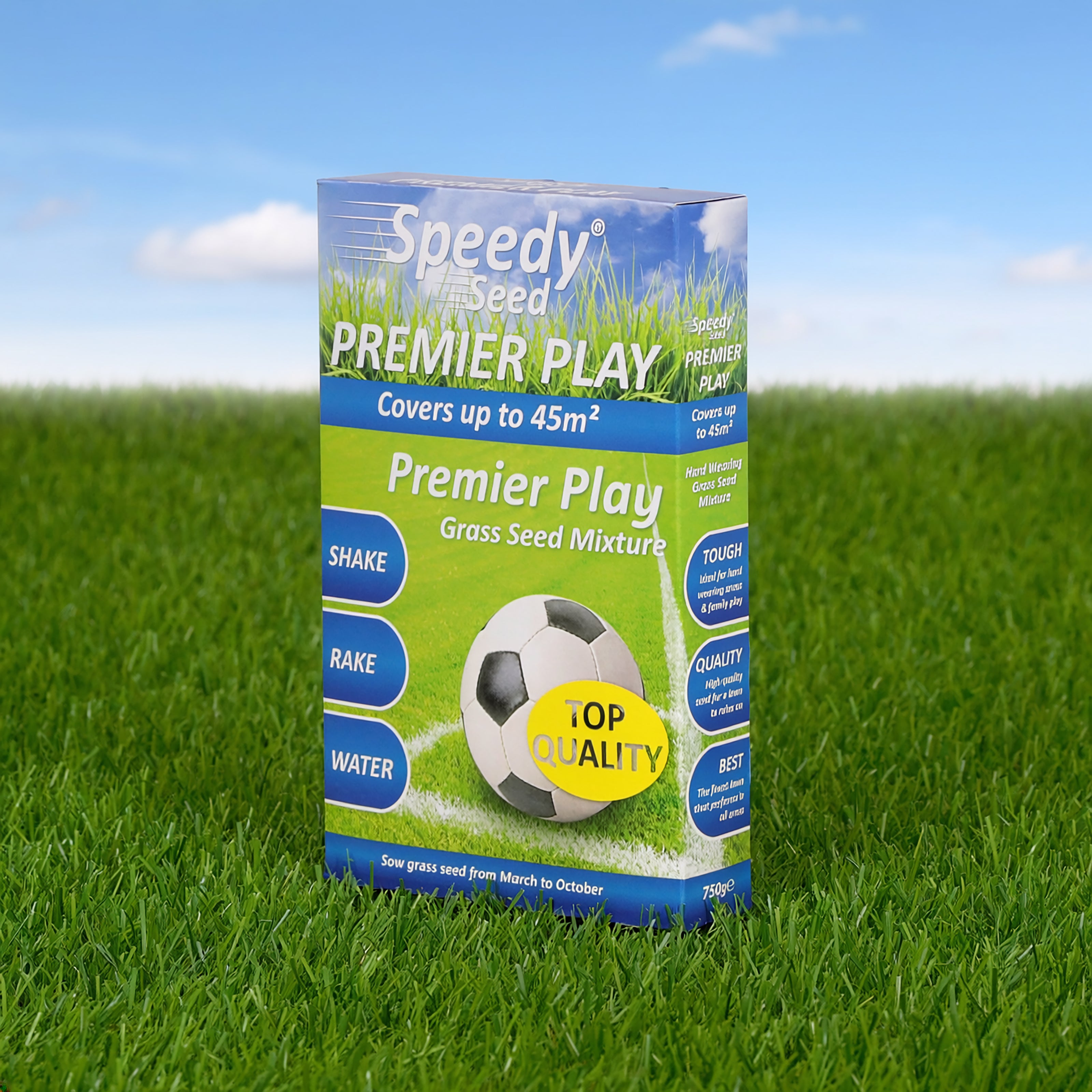Speedy Seed Premier Play Grass Seed - Hard Wearing Grass Seed Mix - 750g