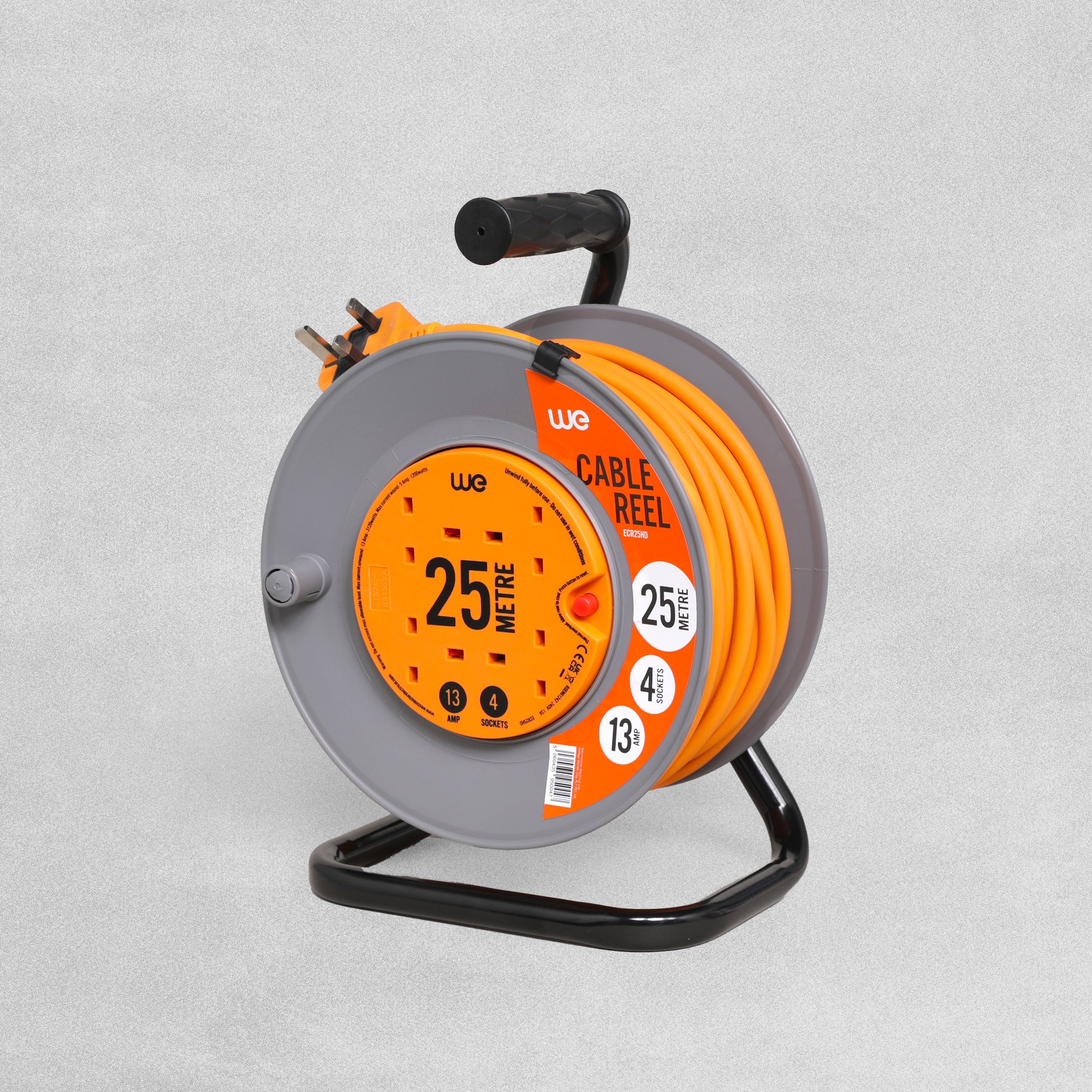 4 plug heavy duty extension 25m reel