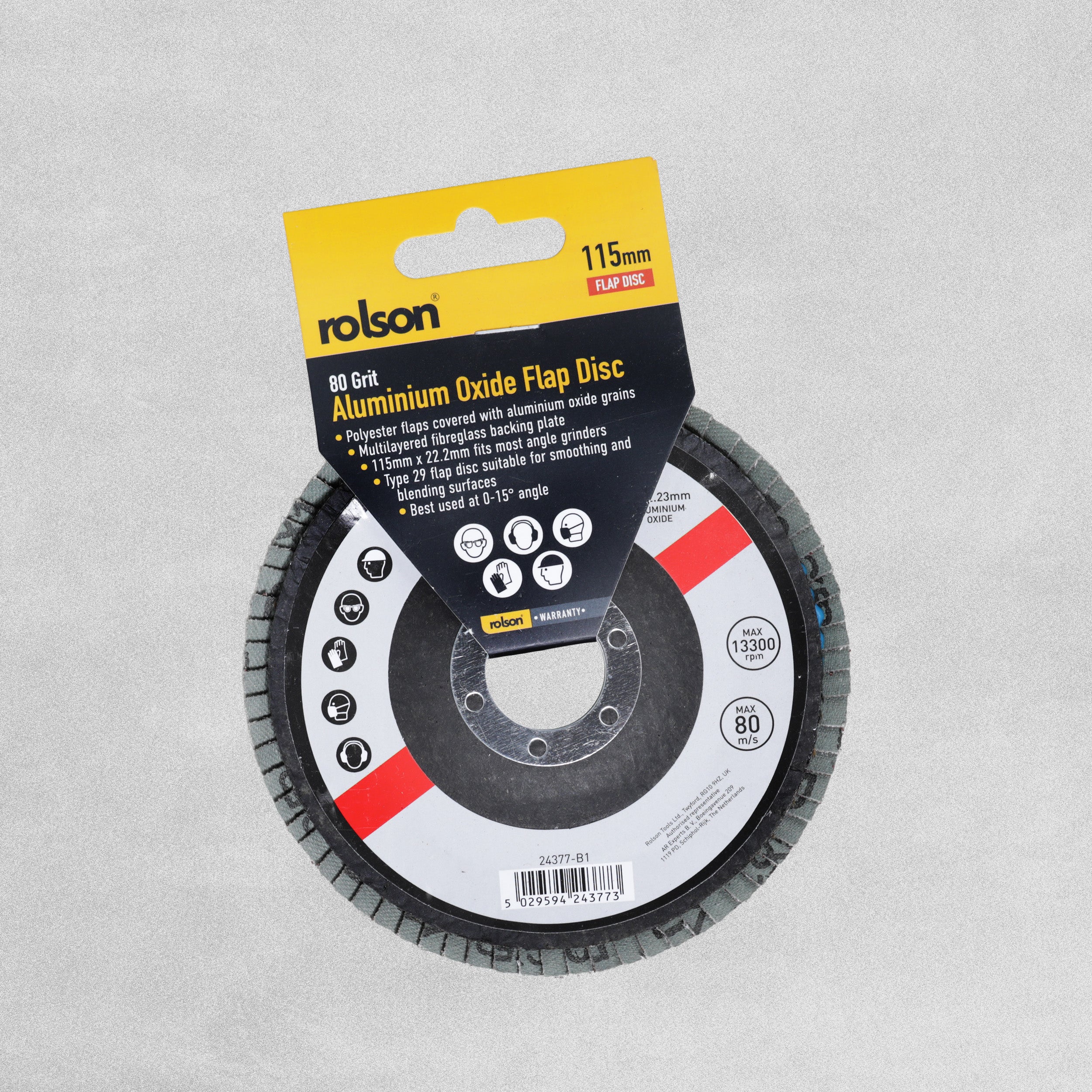 Rolson Cutting Aluminium Oxide Flap Disc 115 x 1 x 22.2mm - Various Grit