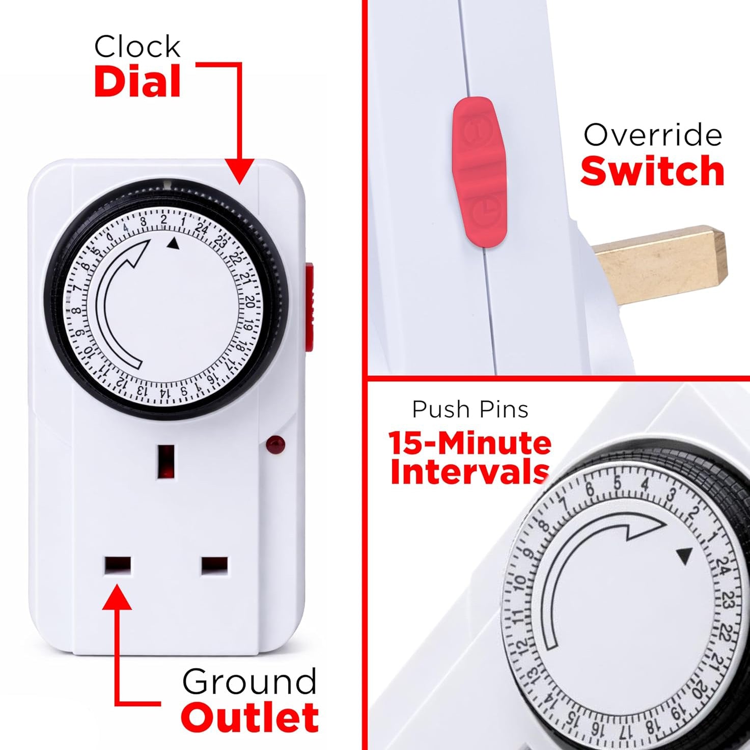Status 24 Hour Plug-In Segment Timer Switch, White