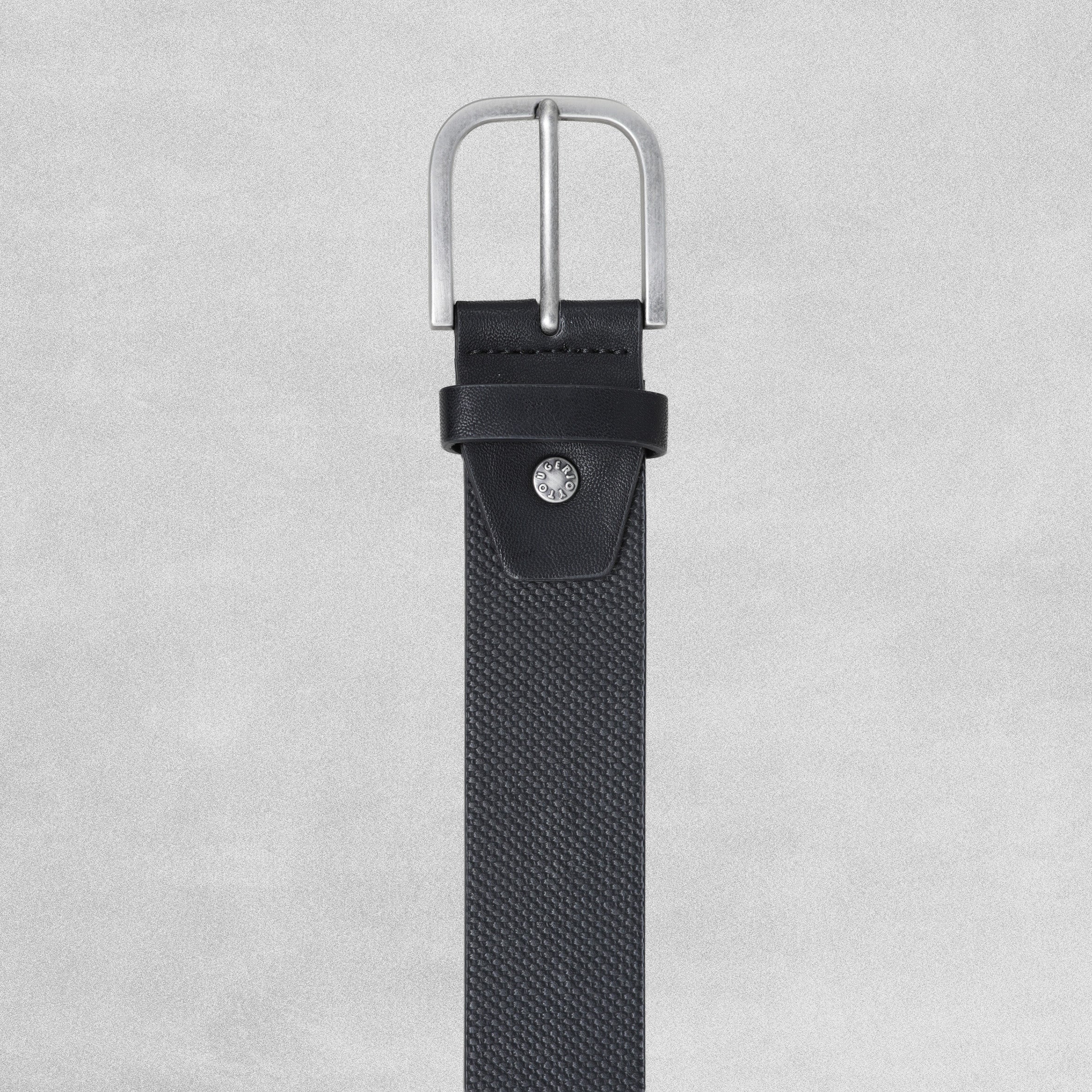 Tougerjoy Real Leather Mens Belt - Textured Black