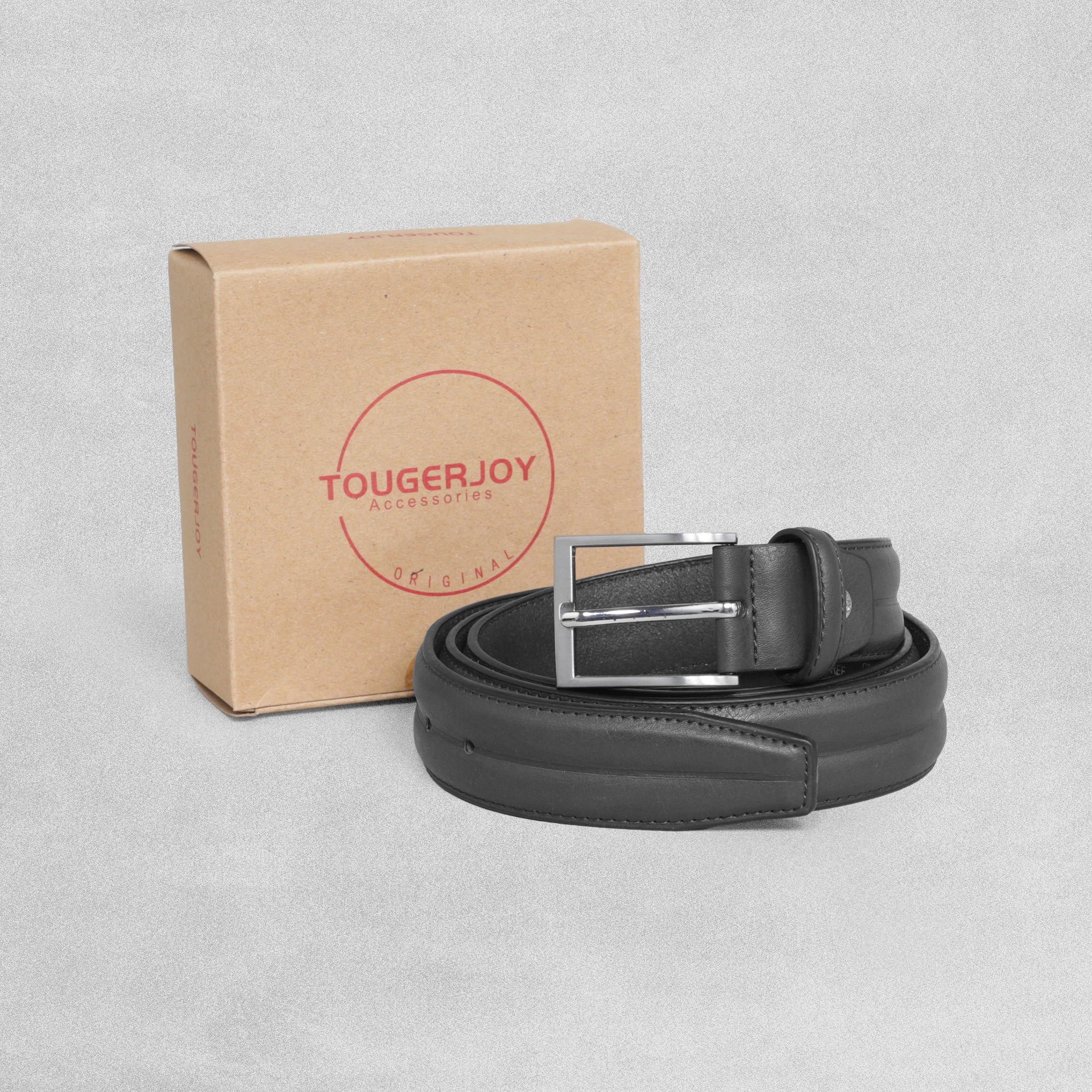 Tougerjoy Real Leather Mens Belt - Black