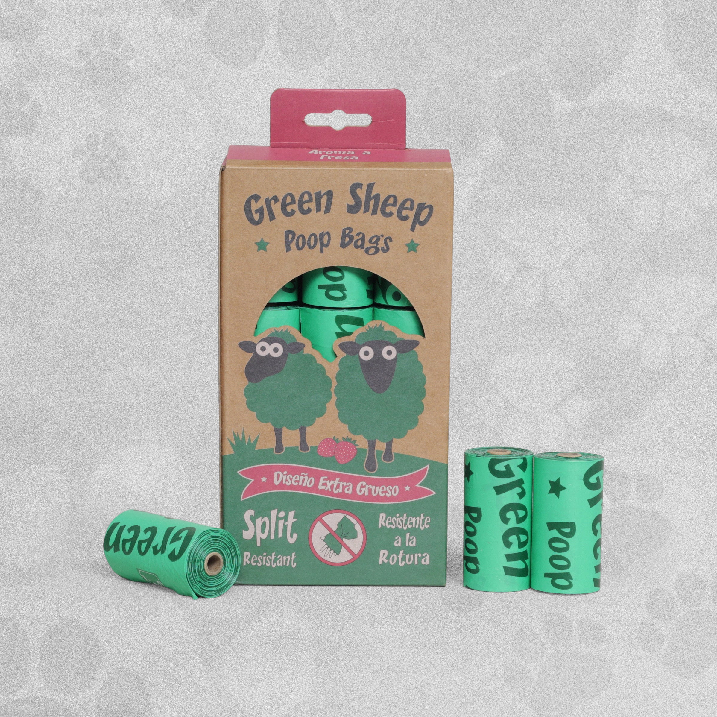 Green Sheep Poop Bags With Strawberry Scent- 18 Rolls (270 pcs)