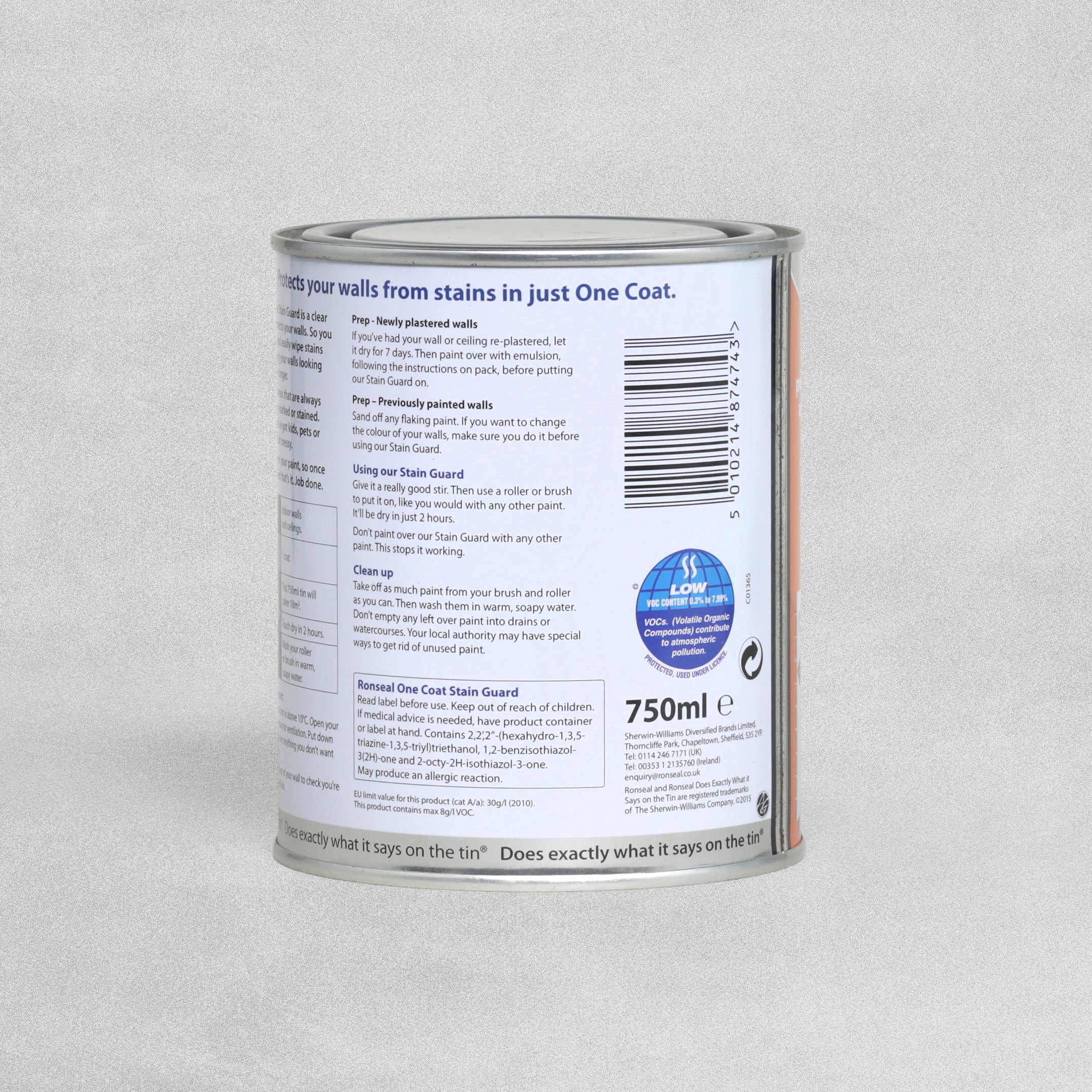 Ronseal One Coat Stain Guard Clear Coat - Clear Matt