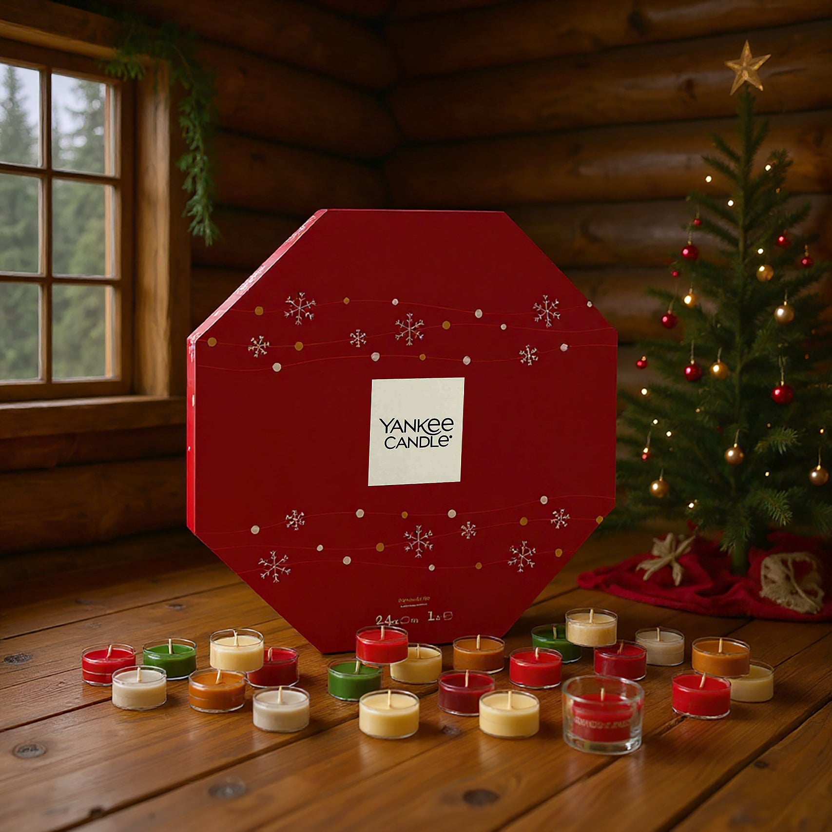 Yankee Candle Advent Calendar Scented Candles Gift Set - 24 Scented Tealights and 1 Tealight Holder
