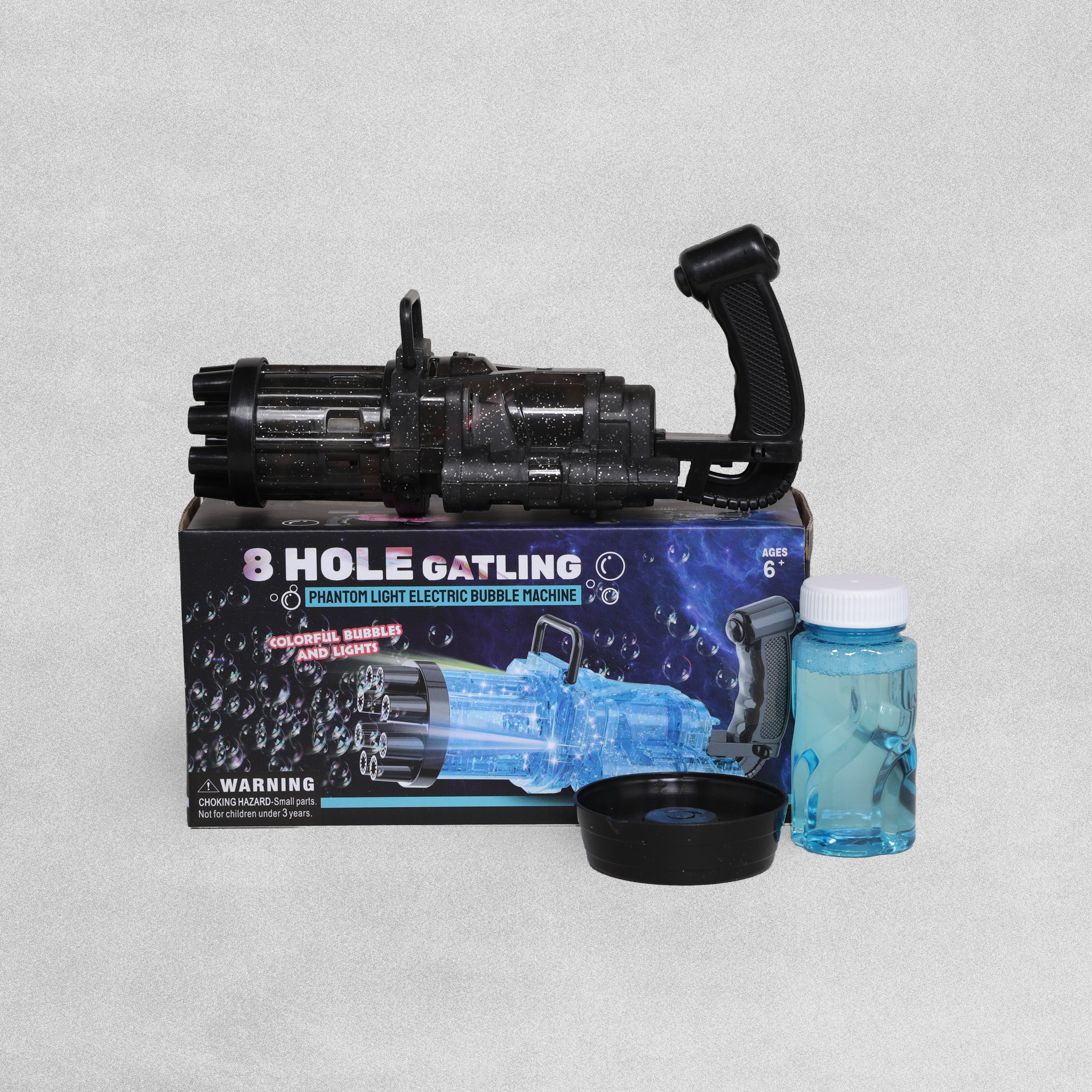 8 Hole Gatling Phantom Light Electric Bubble Machine - Various Colours Available