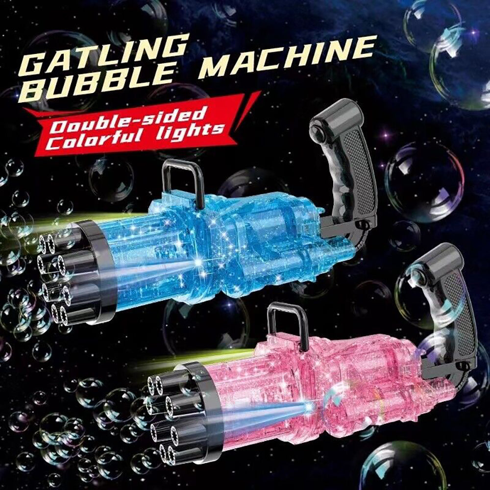 8 Hole Gatling Phantom Light Electric Bubble Machine - Various Colours Available
