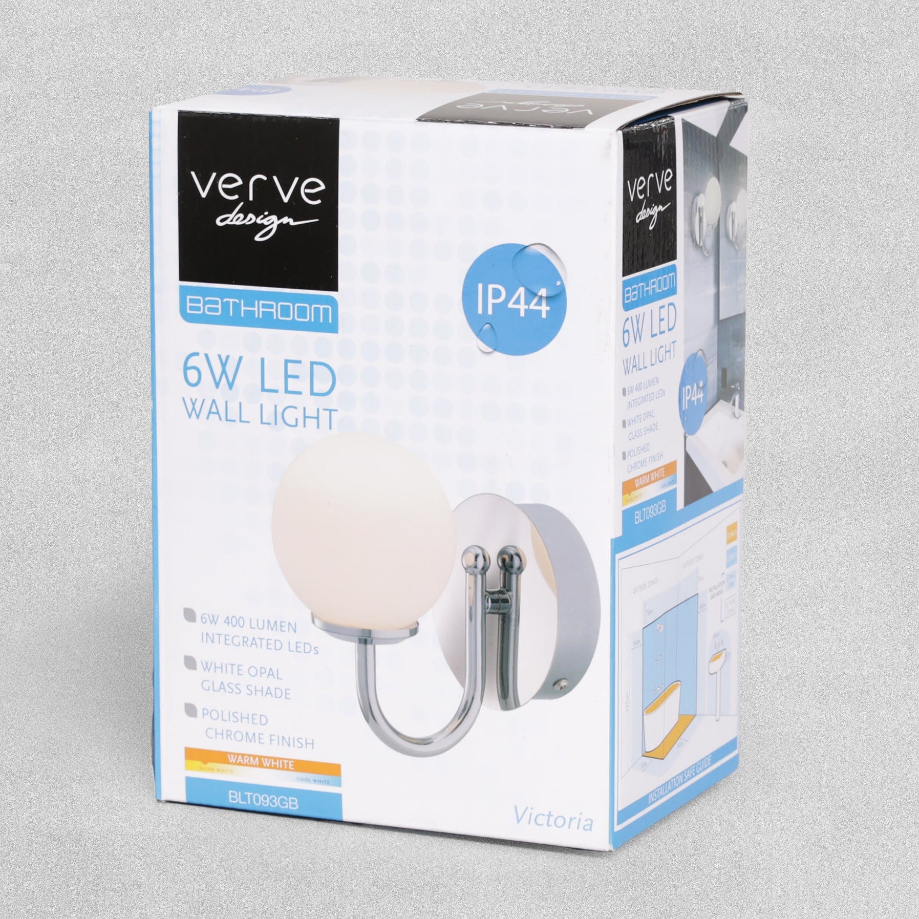 Verve Design Polished Chrome Bathroom LED Wall Light IP44 - Victoria