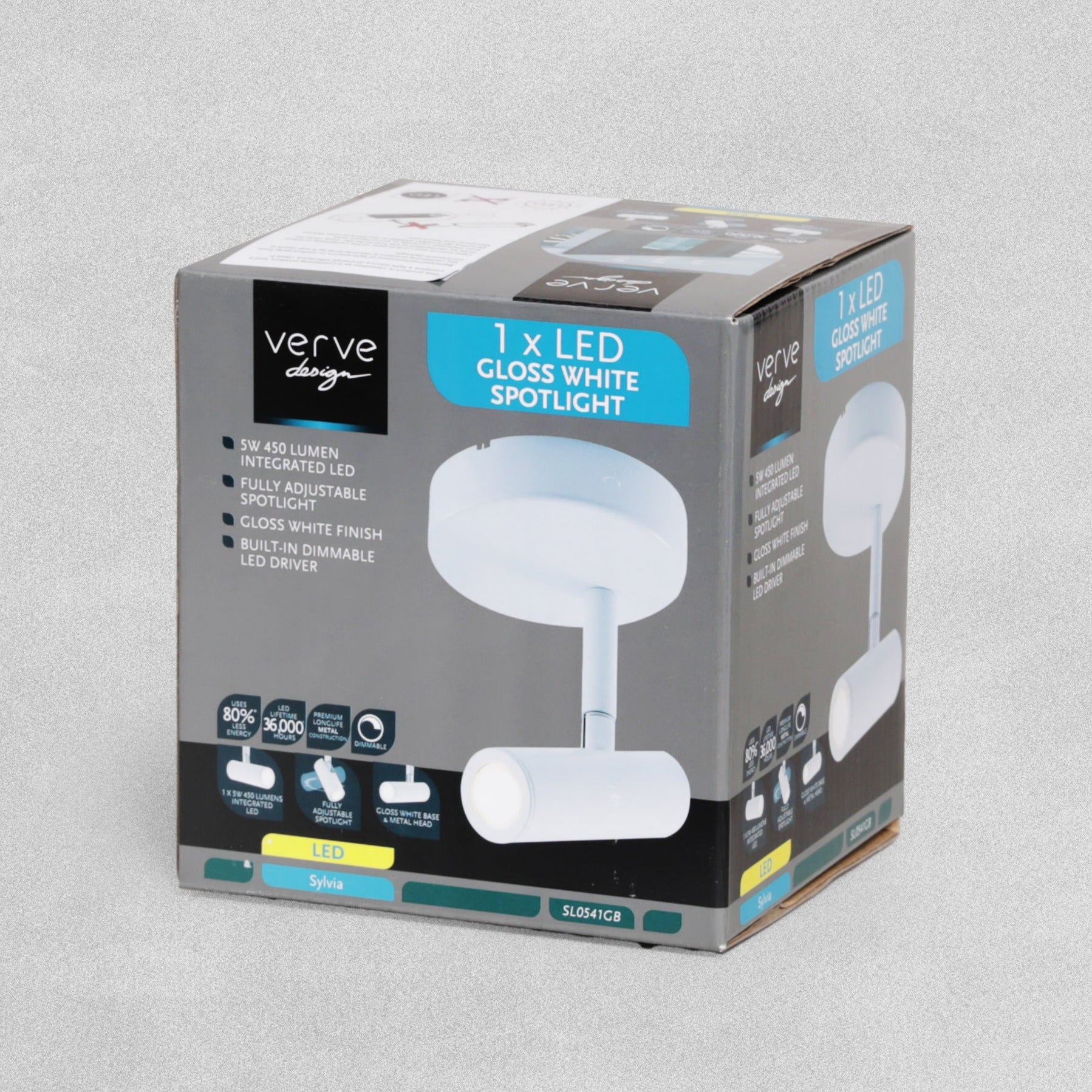 Verve Design LED Gloss White Spotlight Dimmable - Sylvia