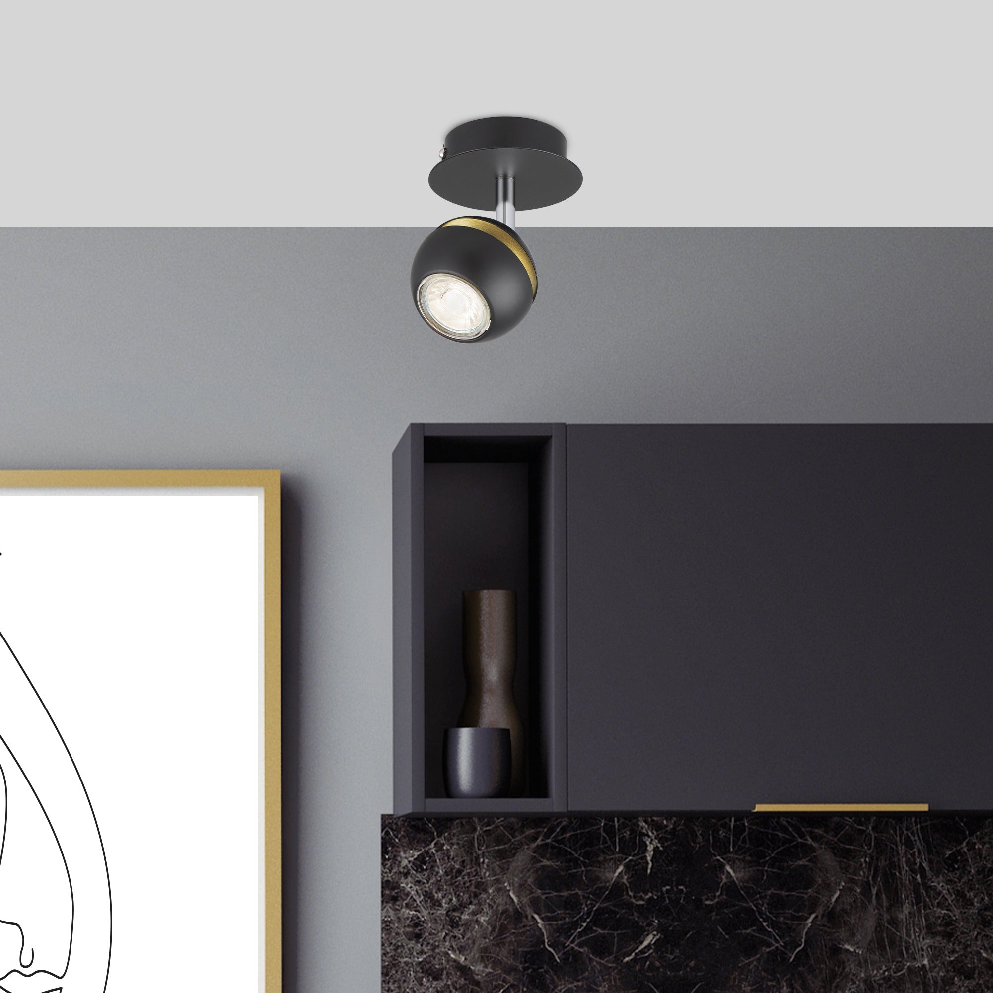 Verve Design LED Black & Gold Spotlight - Austin