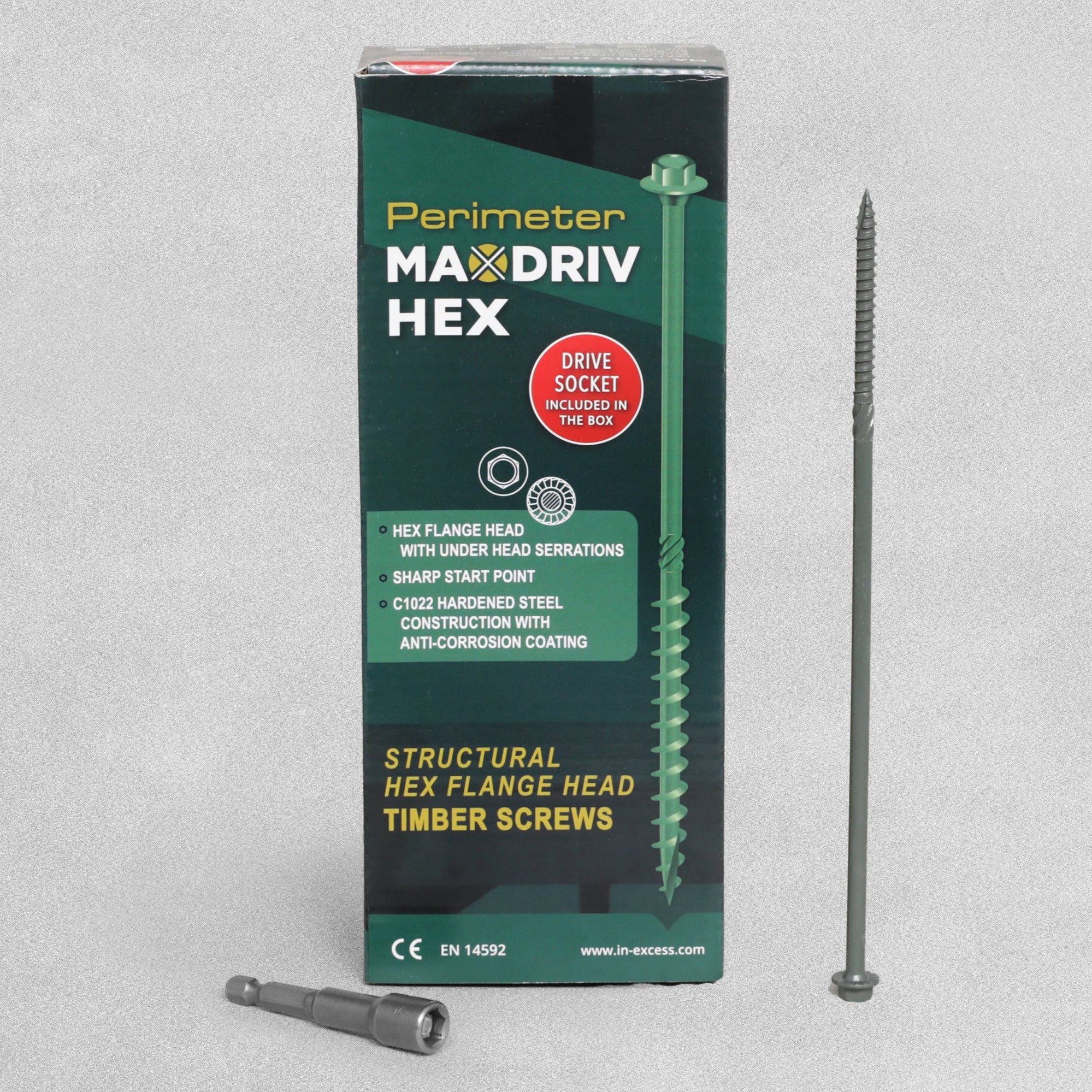Perimeter MaxDriv Hex Flange Head Timber Screws 6.3 x 200mm - Pack of 50