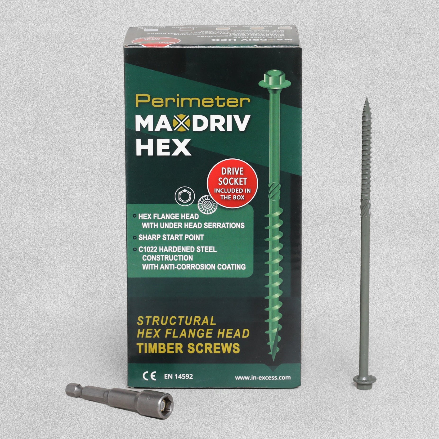 Perimeter MaxDriv Hex Flange Head Timber Screws 6.3 x 150mm - Pack of 50