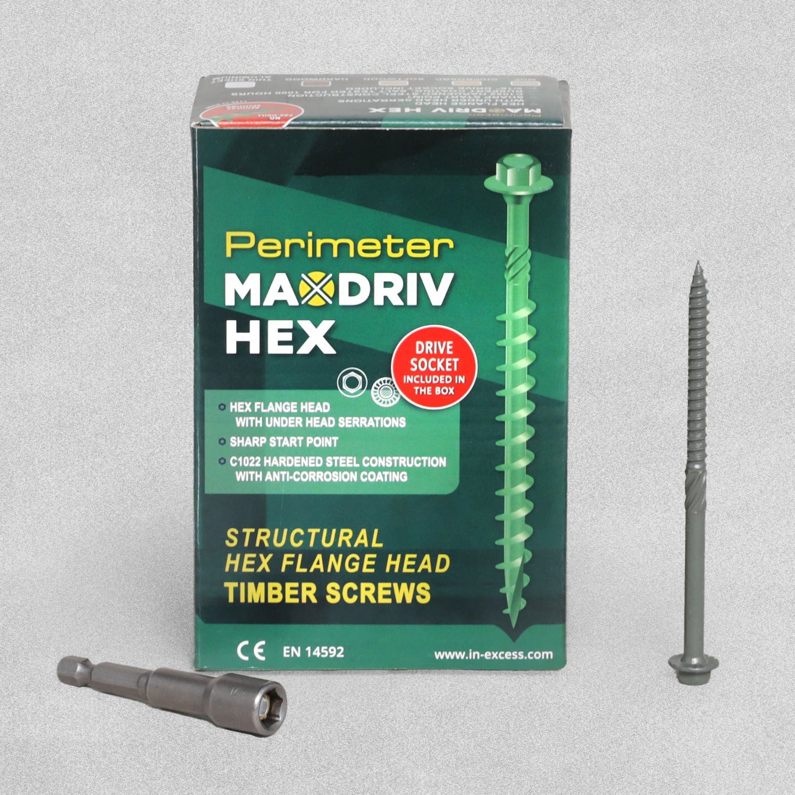 Perimeter MaxDriv Hex Flange Head Timber Screws 6.3 x 100mm - Pack of 50
