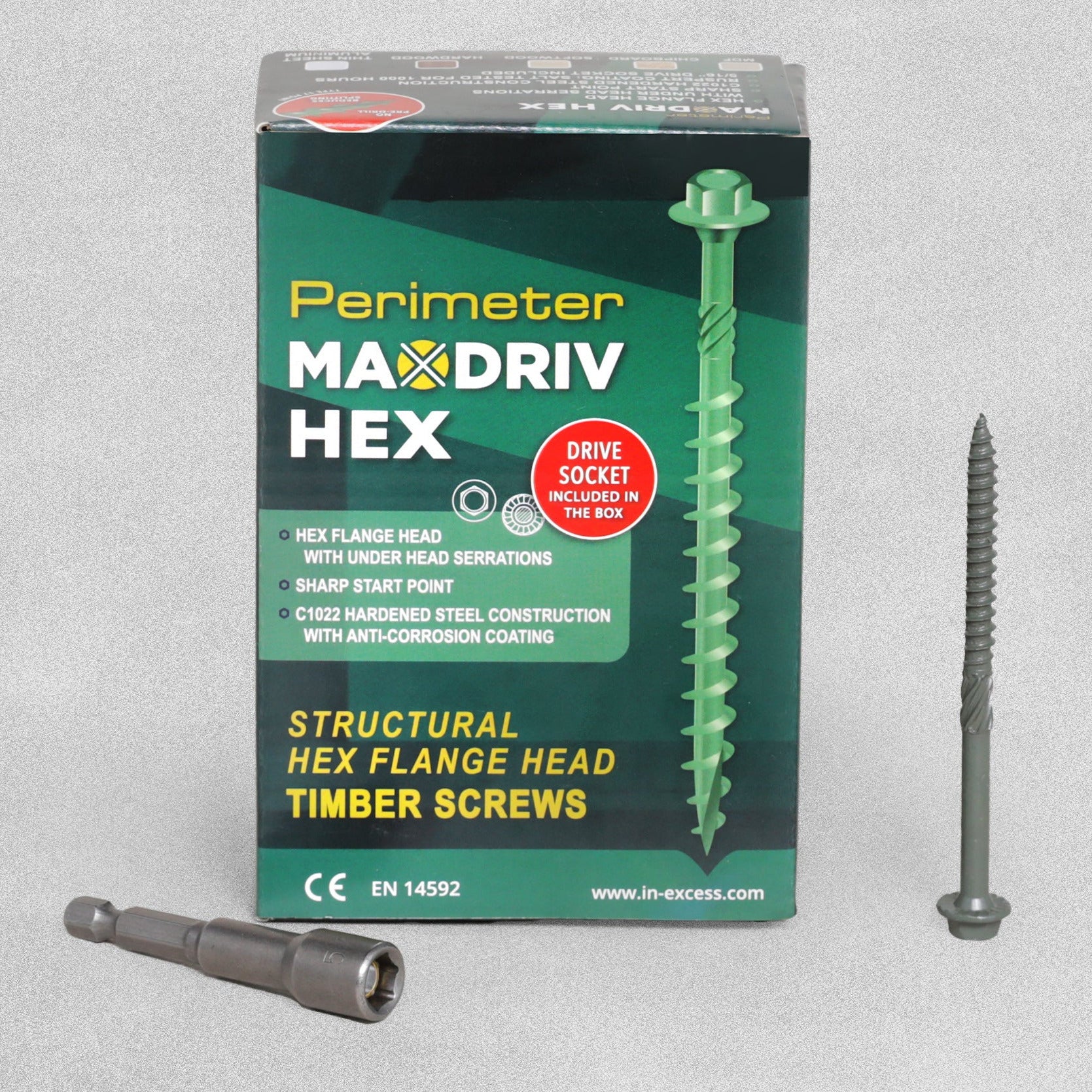 Perimeter MaxDriv Hex Flange Head Timber Screws 6.3 x 87mm - Pack of 50