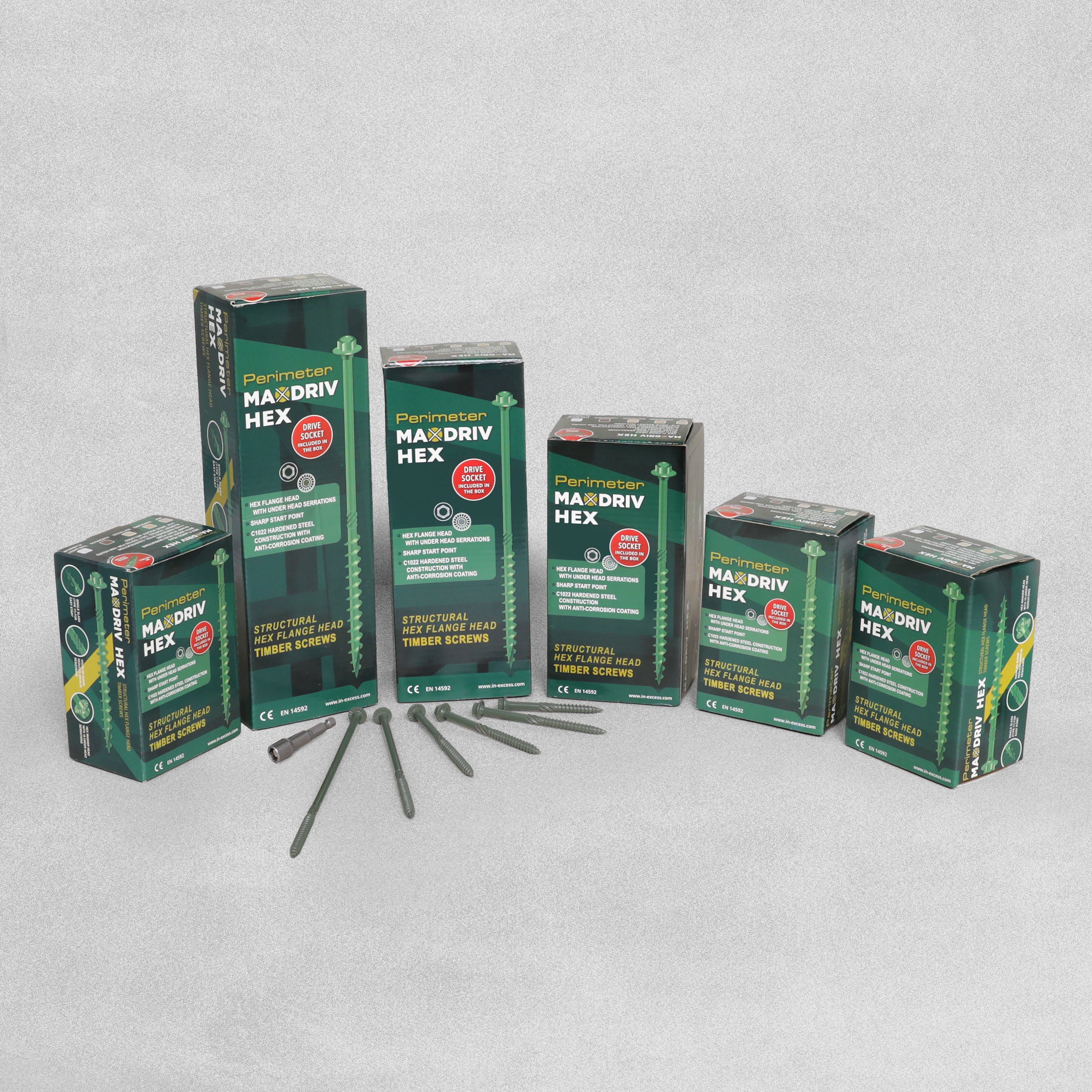 Perimeter MaxDriv Hex Flange Head Timber Screws 6.3 x 250mm - Pack of 50
