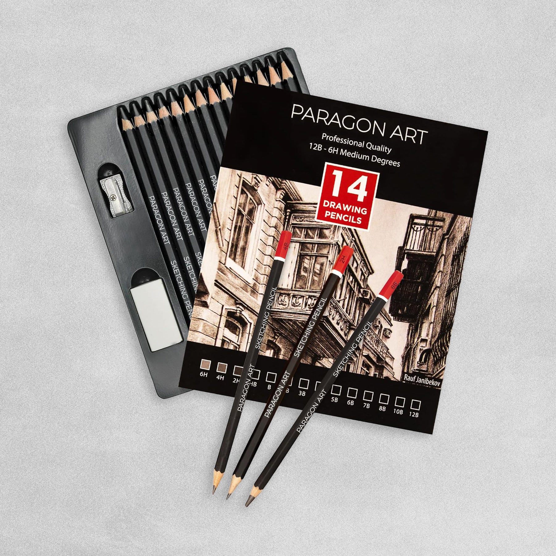 PARAGON ART 14 Sketching Pencils, Drawing Pencils For Artists (12B-6H)