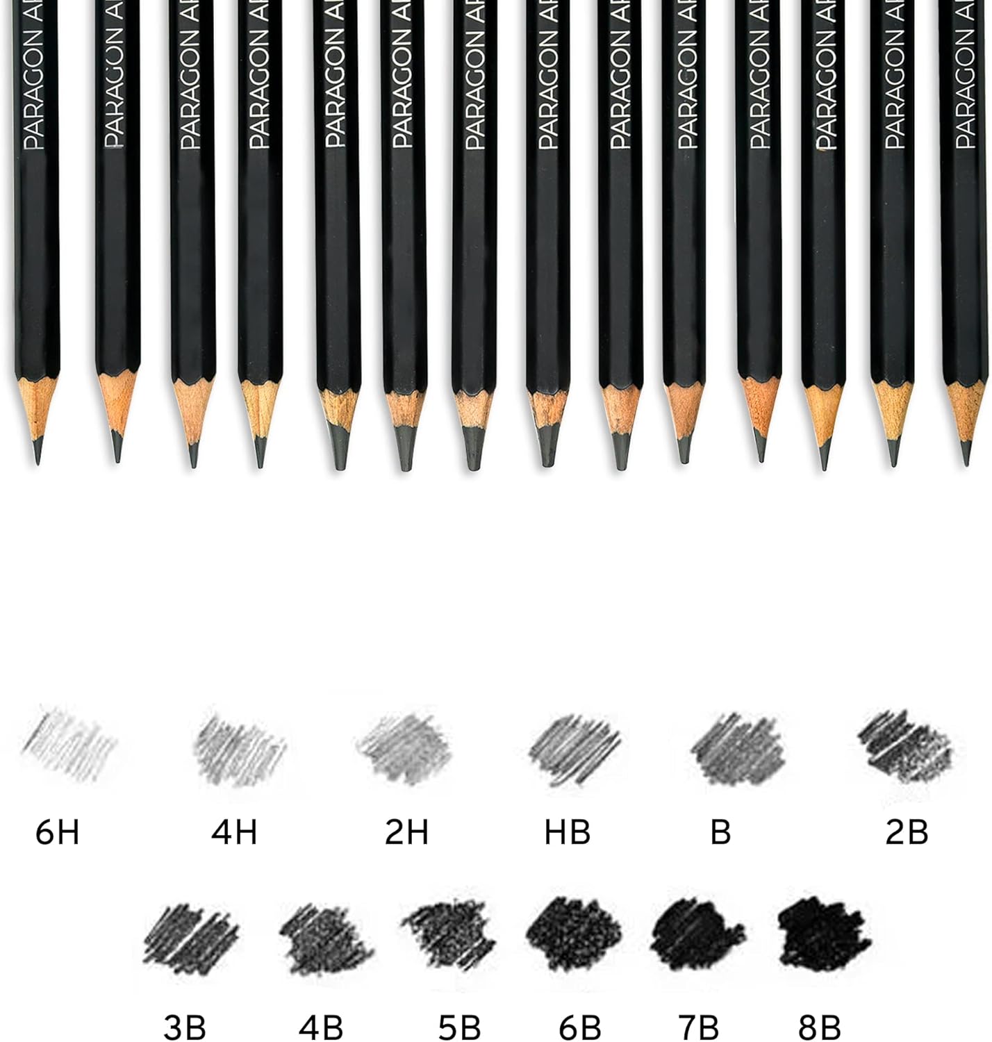 PARAGON ART 14 Sketching Pencils, Drawing Pencils For Artists (12B-6H)