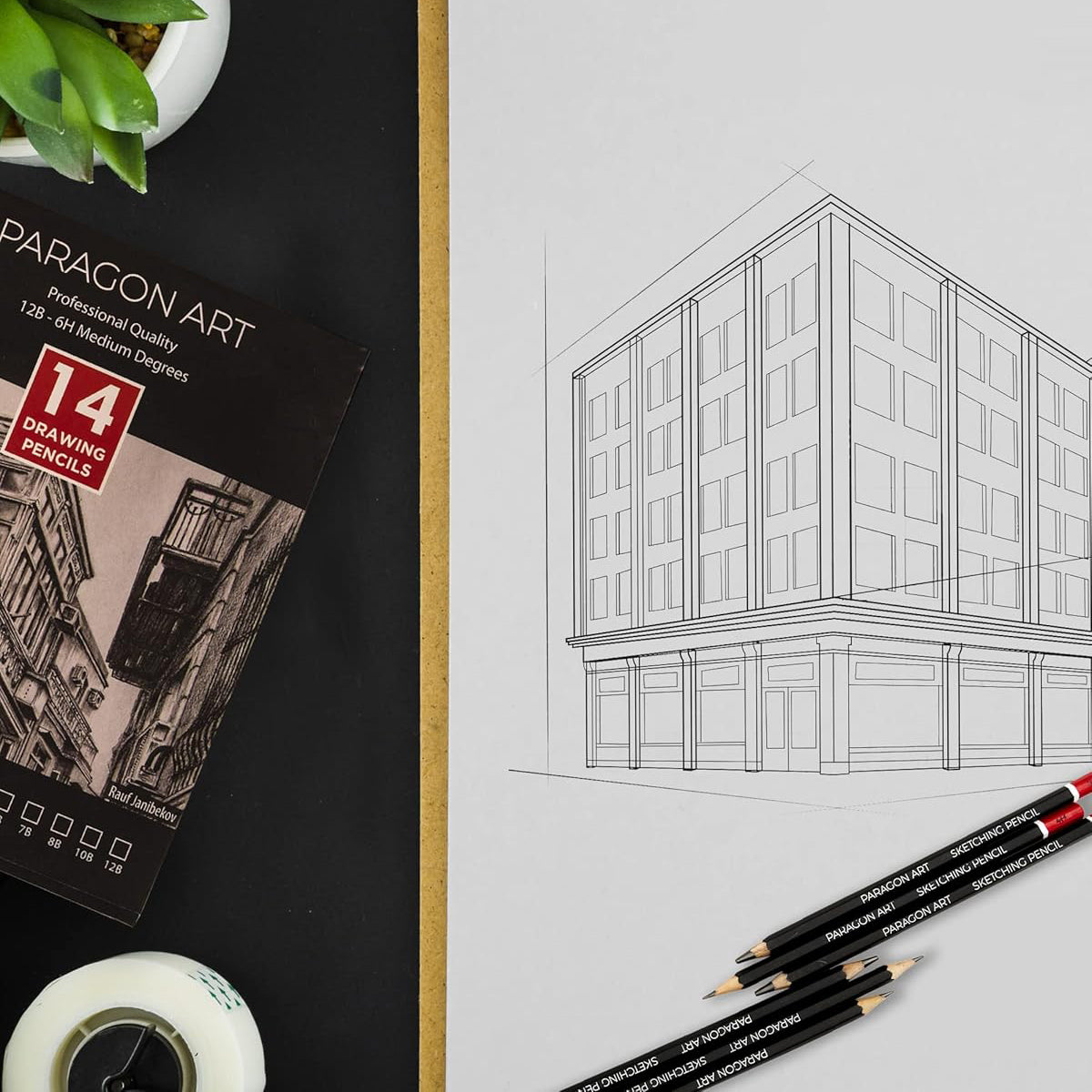 PARAGON ART 14 Sketching Pencils, Drawing Pencils For Artists (12B-6H)