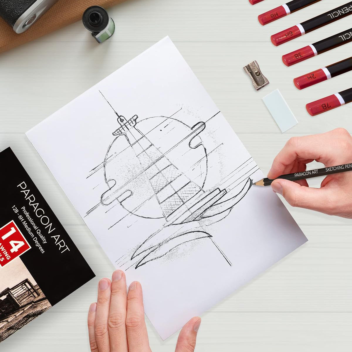 PARAGON ART 14 Sketching Pencils, Drawing Pencils For Artists (12B-6H)