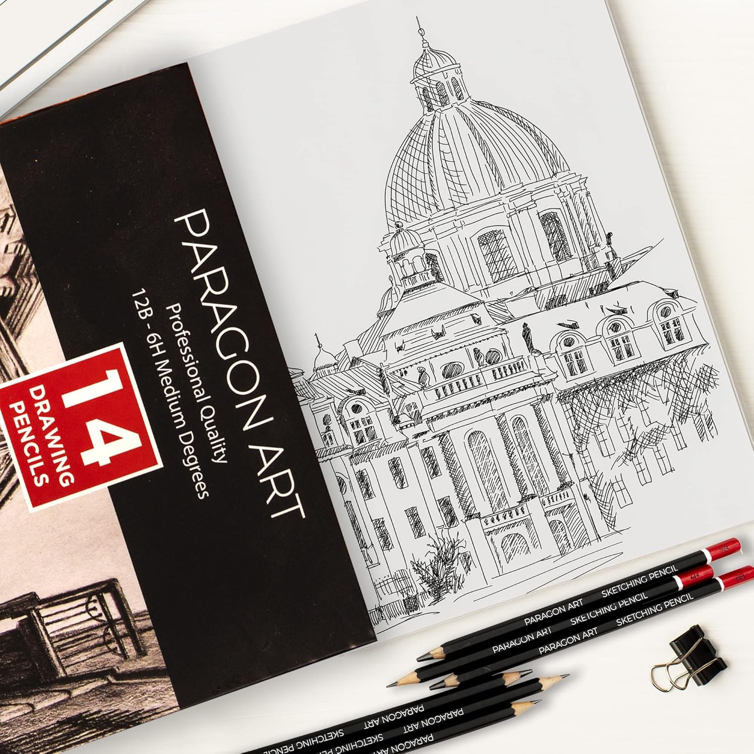 PARAGON ART 14 Sketching Pencils, Drawing Pencils For Artists (12B-6H)