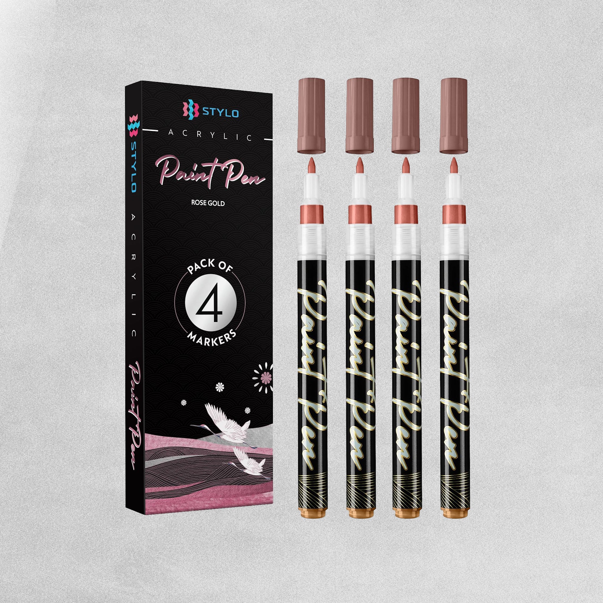Stylo Acrylic Rose Gold Paint Pen - 4pcs