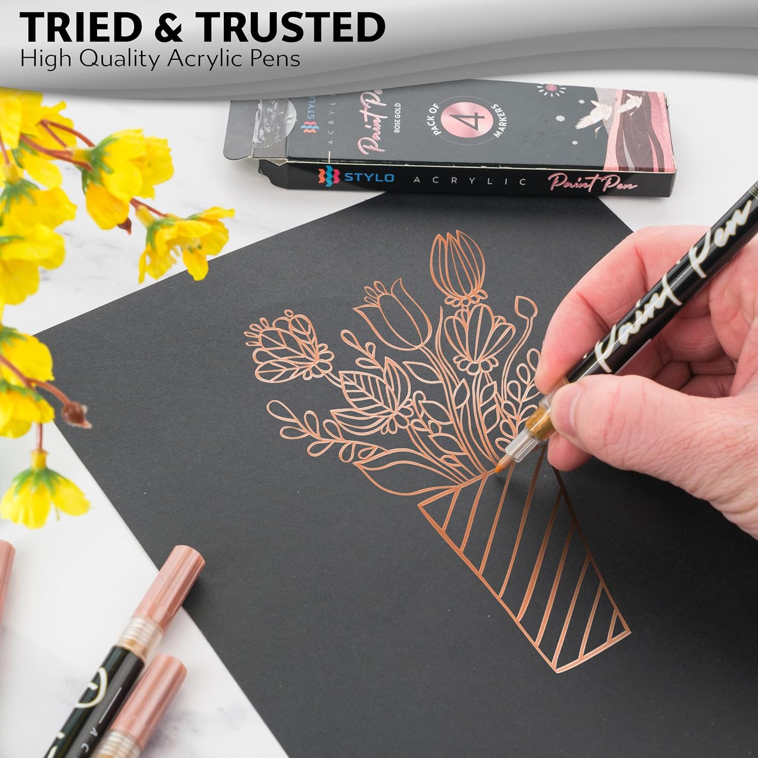 Stylo Acrylic Rose Gold Paint Pen - 4pcs
