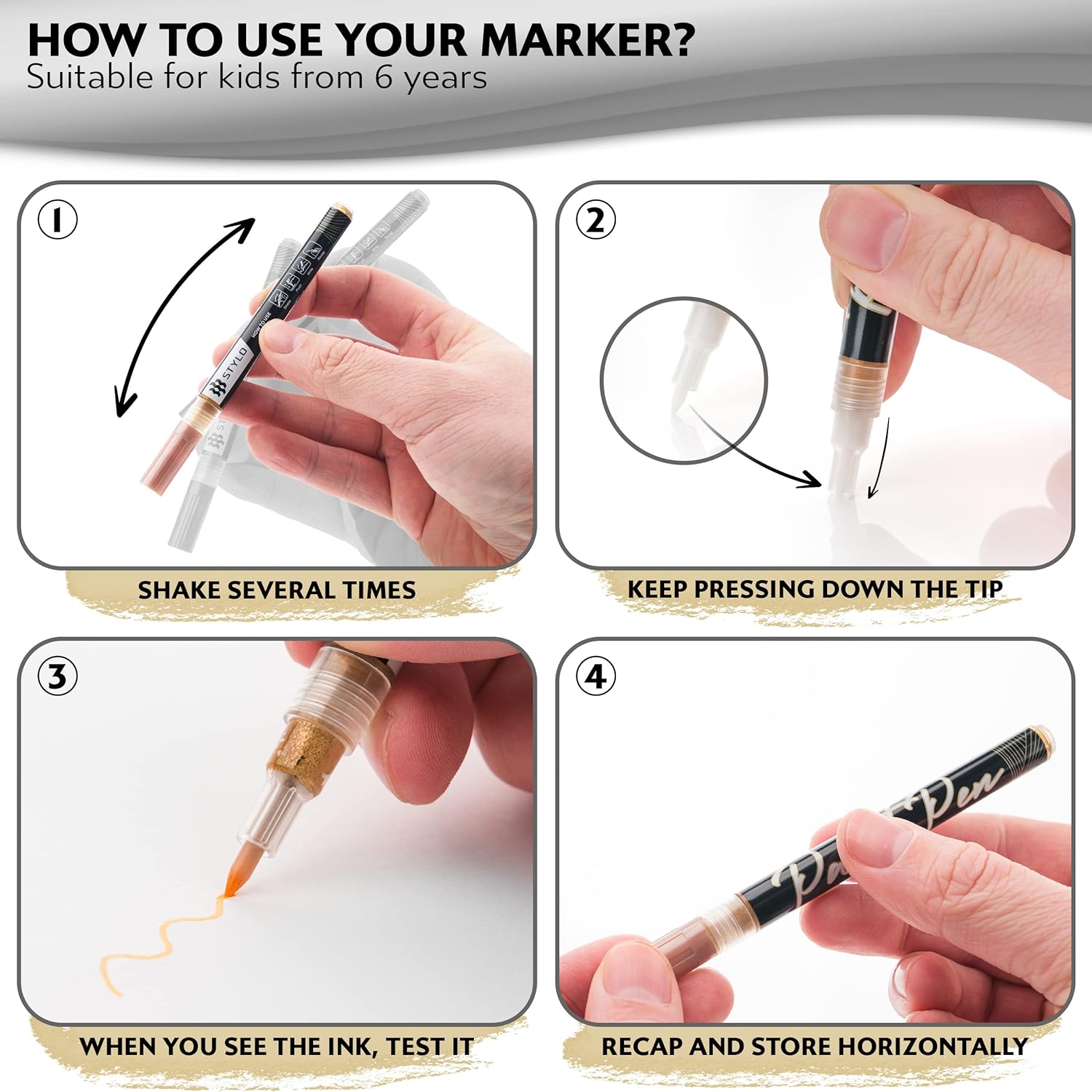 Stylo Acrylic Rose Gold Paint Pen - 4pcs