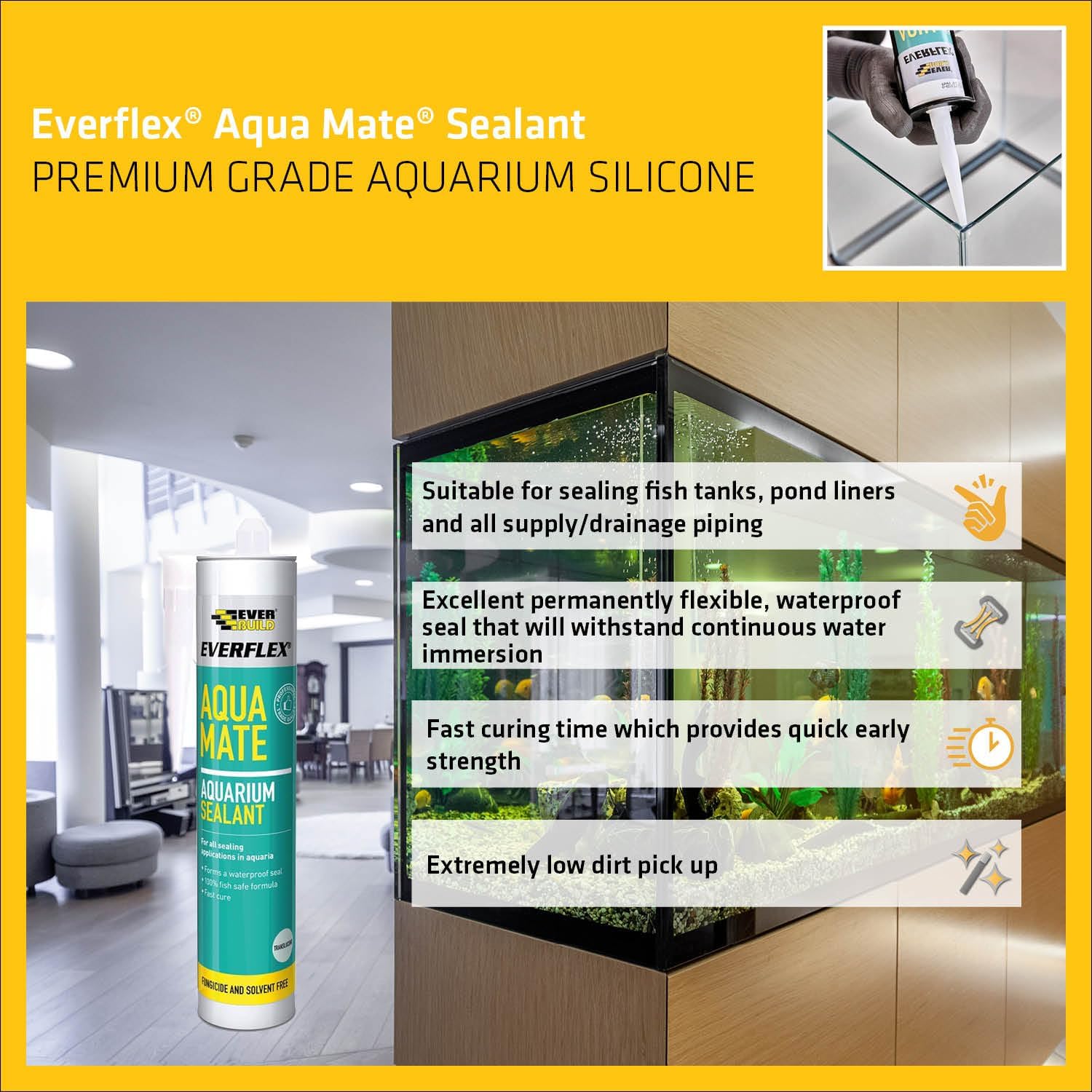 EverBuild Everflex Aqua Mate Aquarium Sealant - 280ml Translucent