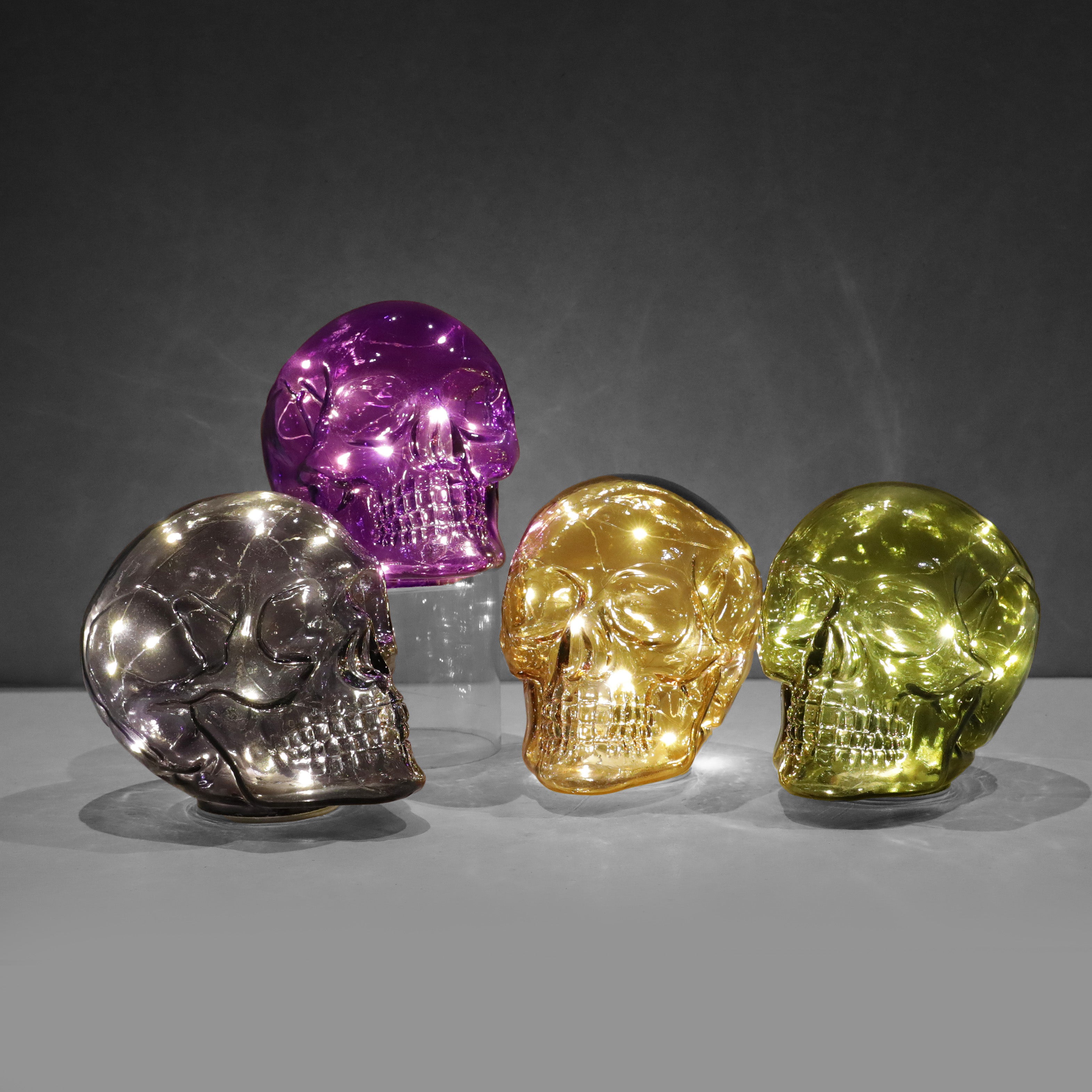 David Fischhoff LED Glass Decorative Skull - Various Colours