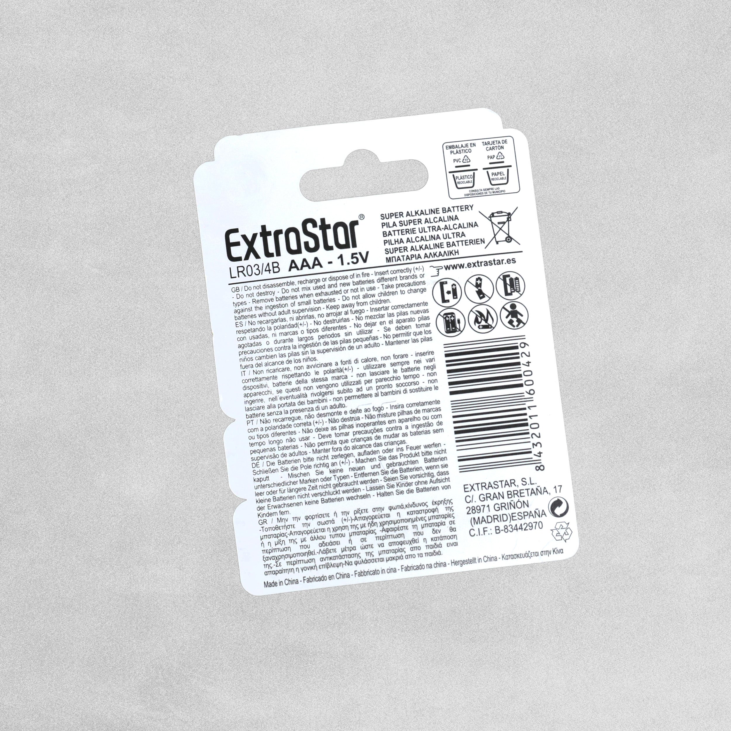 Extrastar Alkaline Batteries 1.5v AAA- 4pk