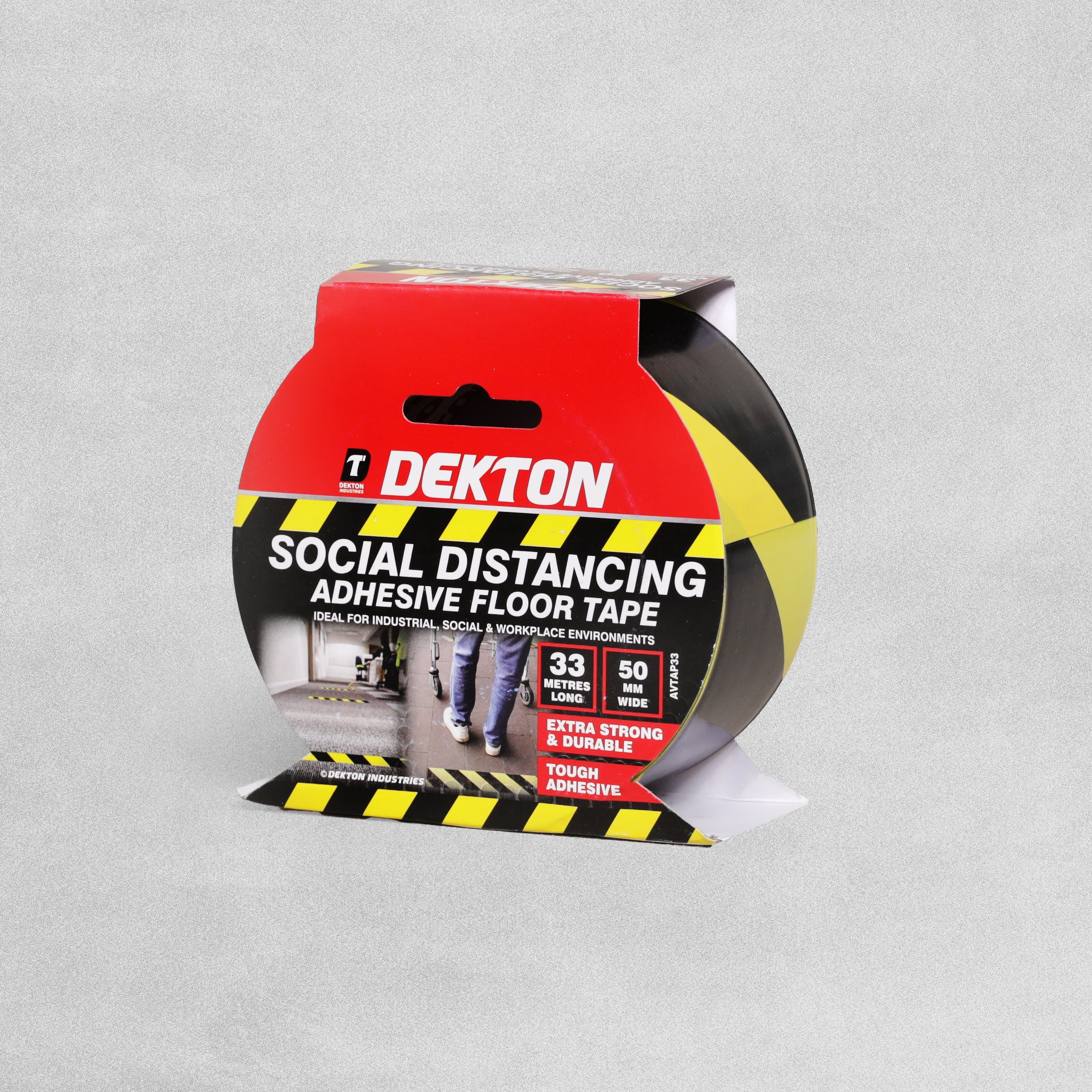 Dekton Floor Marking Tape 50mm x 33m Roll - Hazard / Caution. Black / yellow