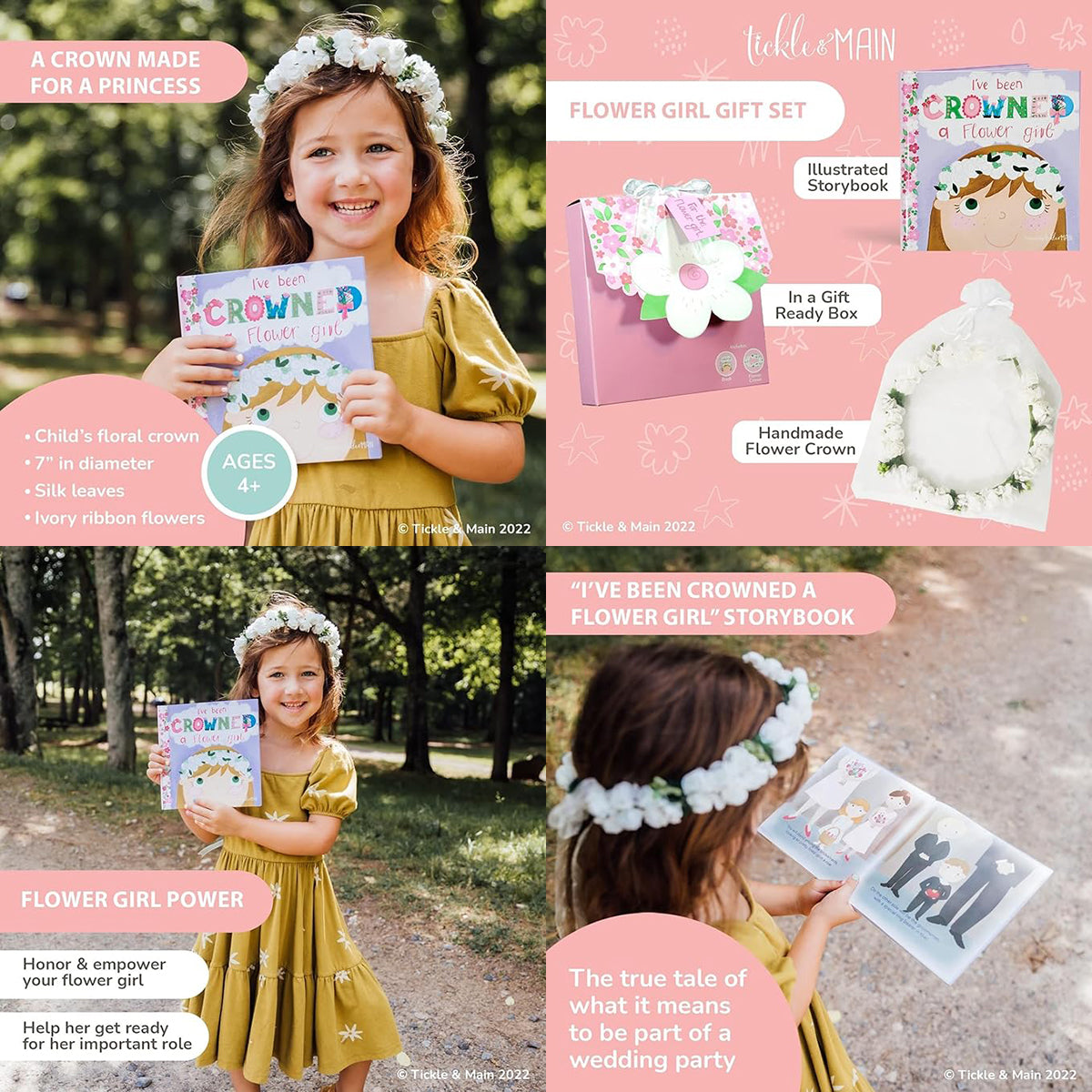 Crowned a Flower Girl Floral Crown Head Band and Book